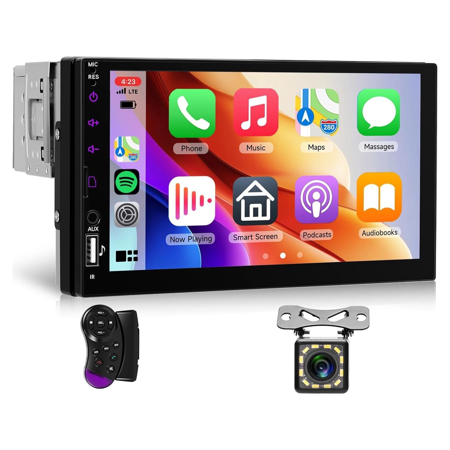 Estéreo de Coche Hodozzy 1 Din 7" CarPlay Bluetooth USB