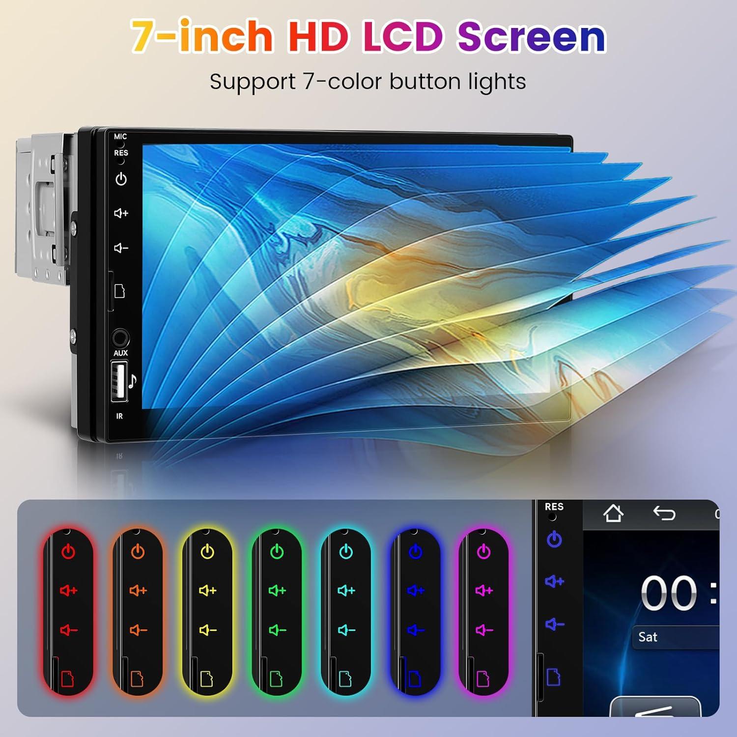 Estéreo de Coche Hodozzy 1 Din 7" CarPlay Bluetooth USB