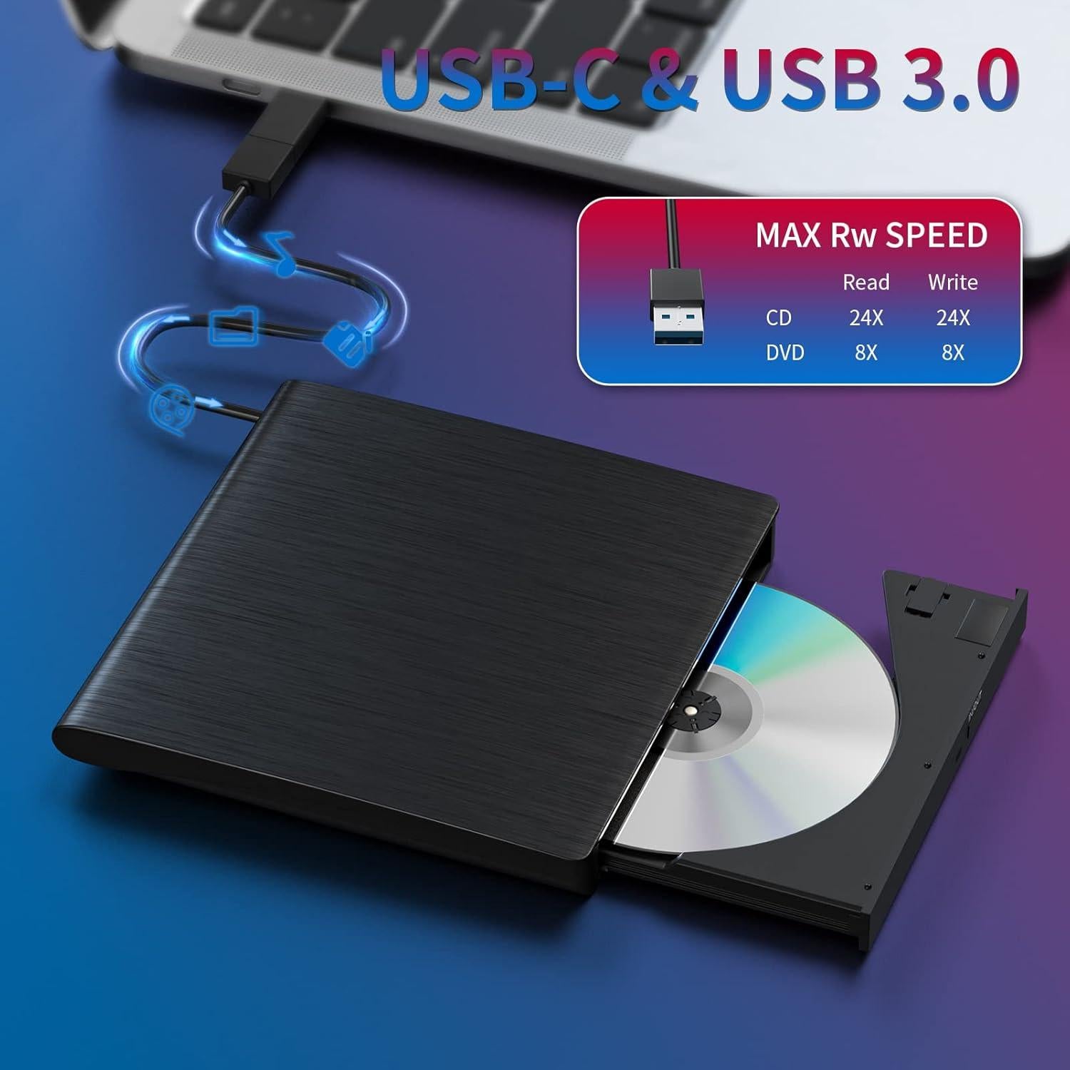 Unidad Externa de CD/DVD YUNINFANG Grabadora USB 3.0 357g