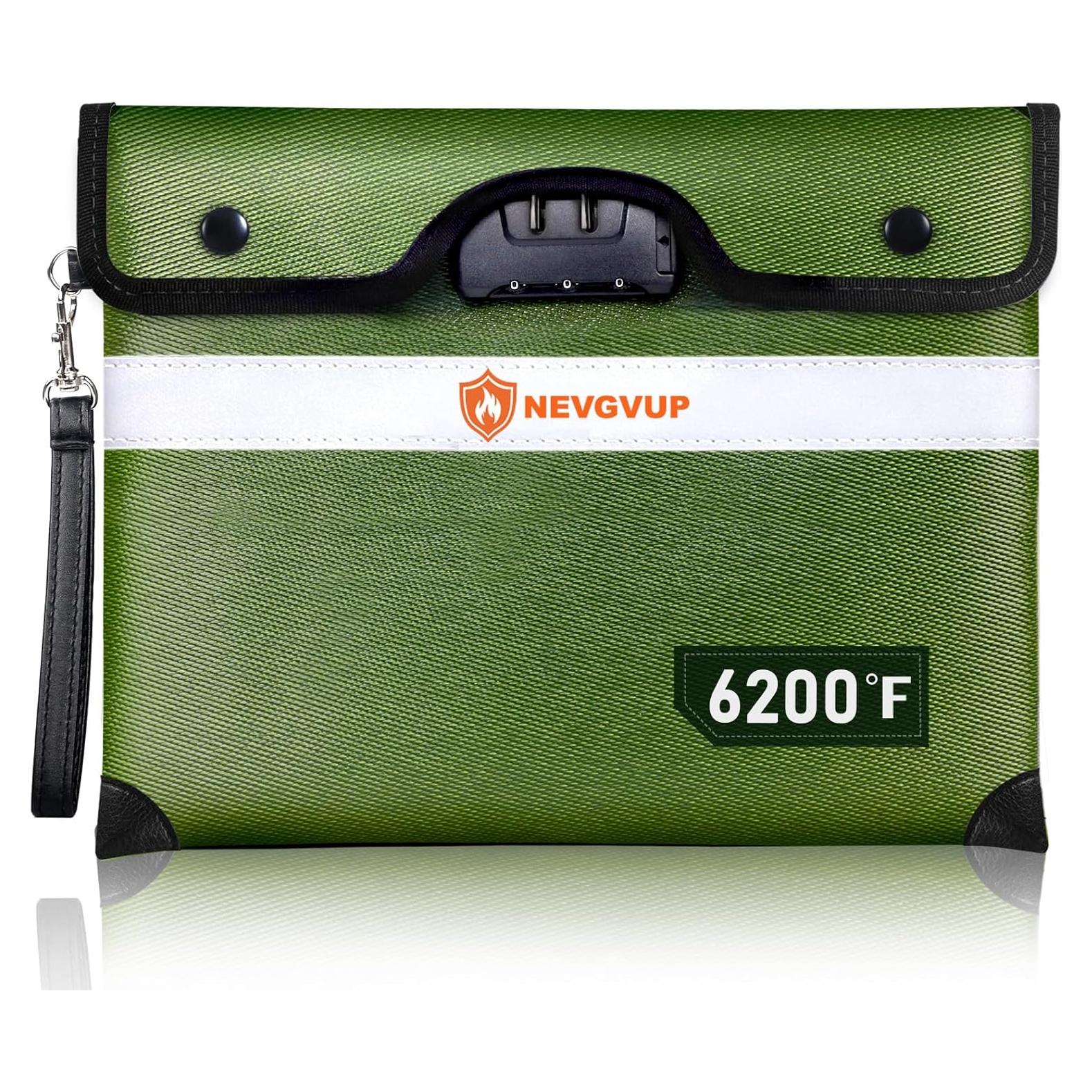 Bolsa de Documentos a Prueba de Fuego NEVGVUP 33x25cm Verde