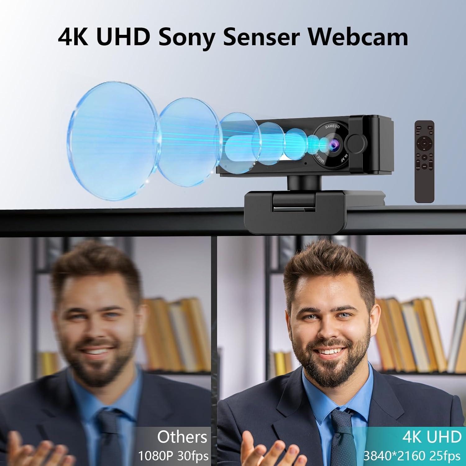 Cámara Web 4K Sameuo G53-4K con Micrófonos AI y Luz LED
