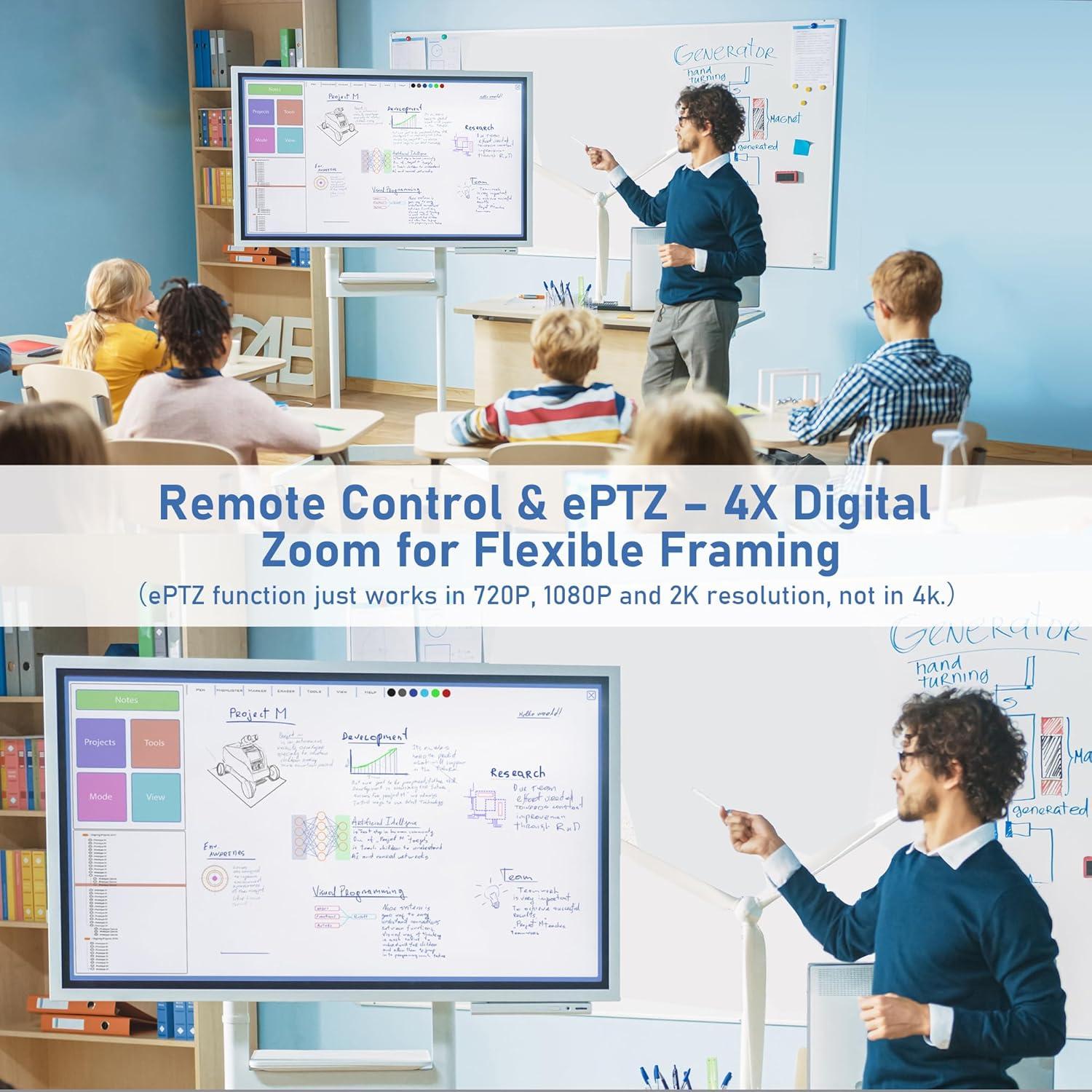 Cámara Web 4K Saylas W12S con Micrófonos y Control Remoto