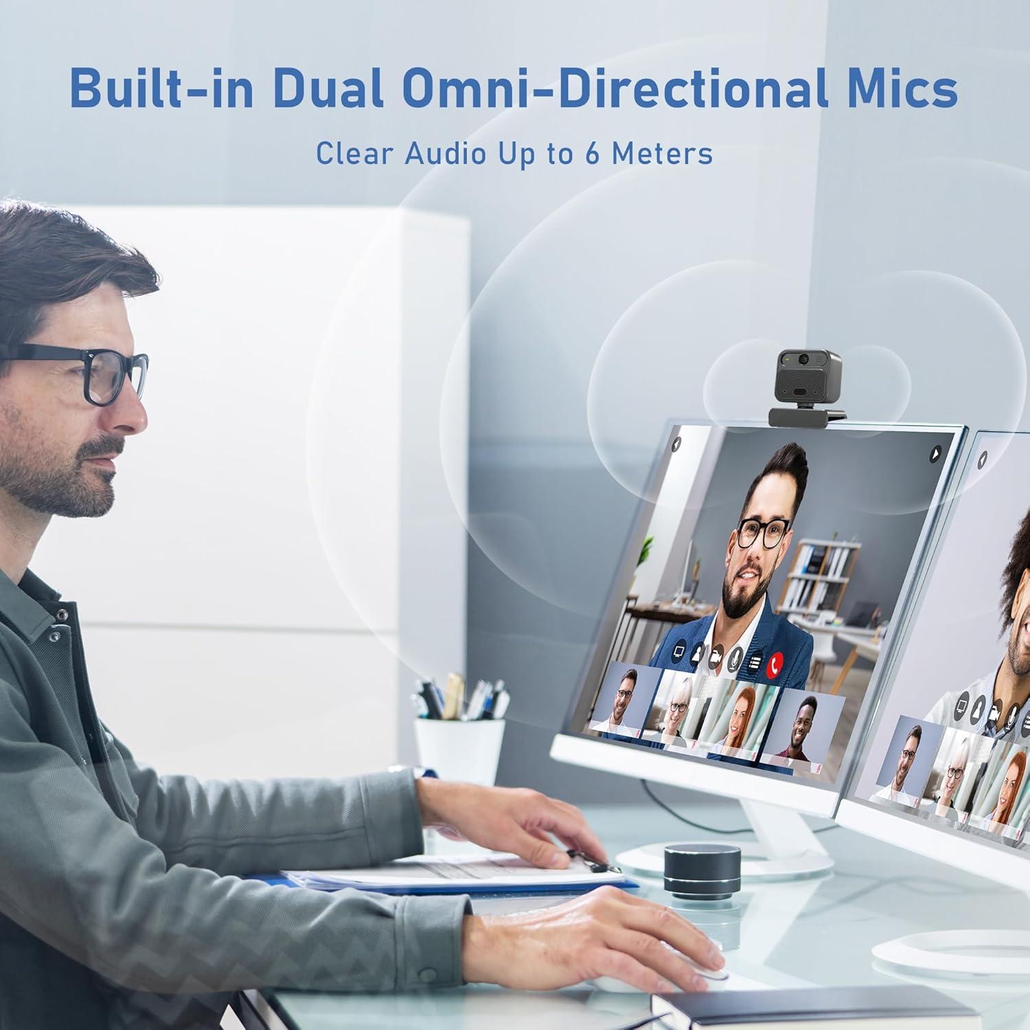 Cámara Web 4K Saylas W12S con Micrófonos y Control Remoto