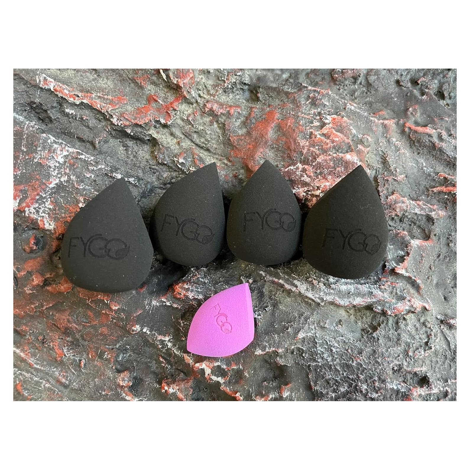 Esponjas de Maquillaje FYGO - 4+1 Piezas - Negro - 4x3.2cm