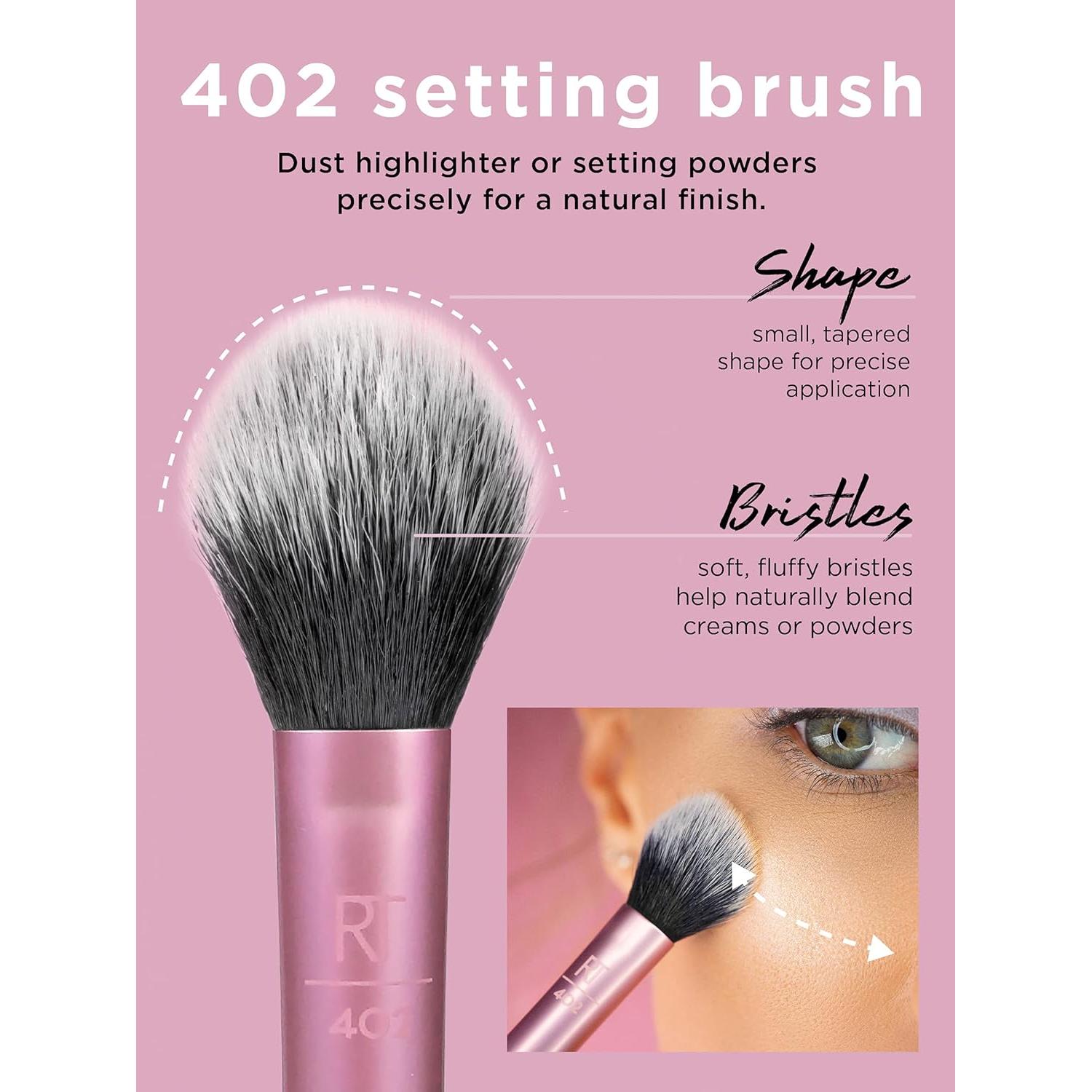 Brocha Profesional para Maquillaje en Polvo Real Techniques RT 402 - Paquete de 4, Rosa