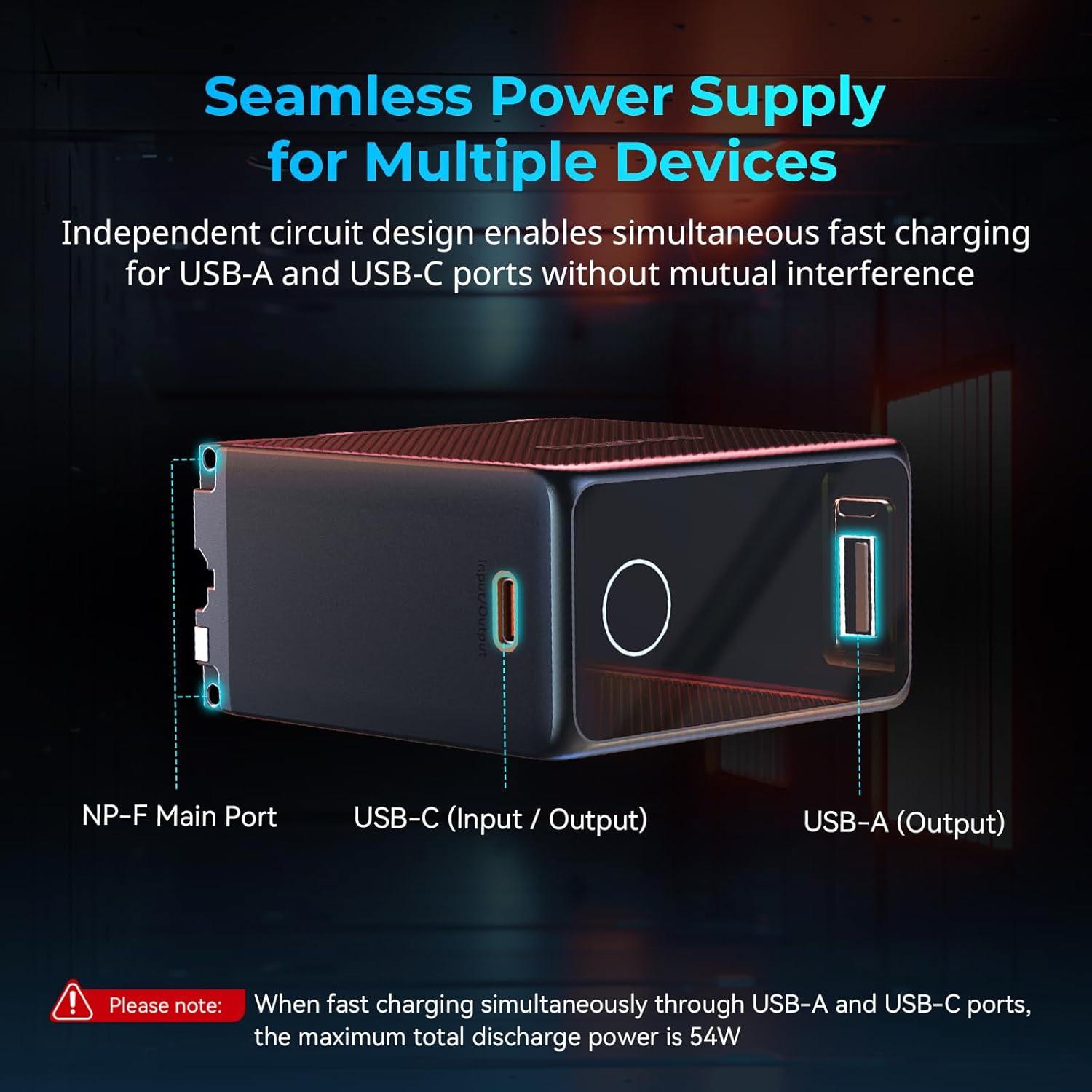 Batería de Reemplazo SMALLRIG NP-F970 10500mAh USB-C Carga Rápida