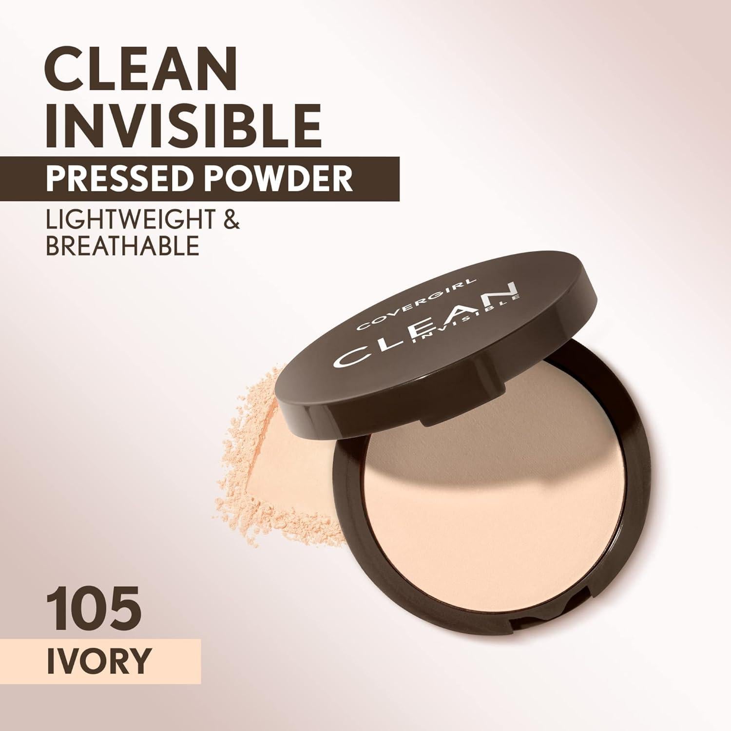 Polvo Compacto Invisible Clean Covergirl 105 Marfil 10.8g Vegano