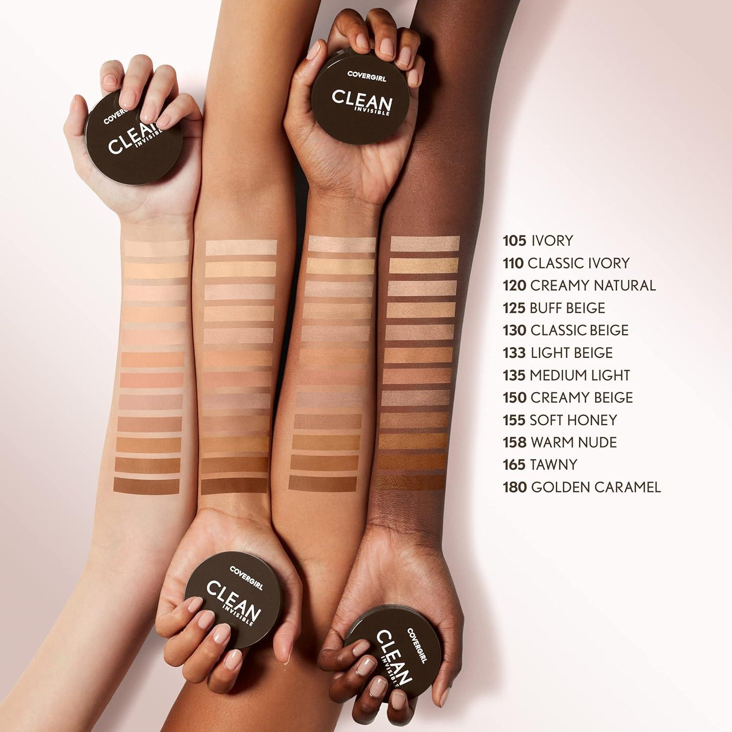 Polvo Compacto Invisible Clean Covergirl 105 Marfil 10.8g Vegano