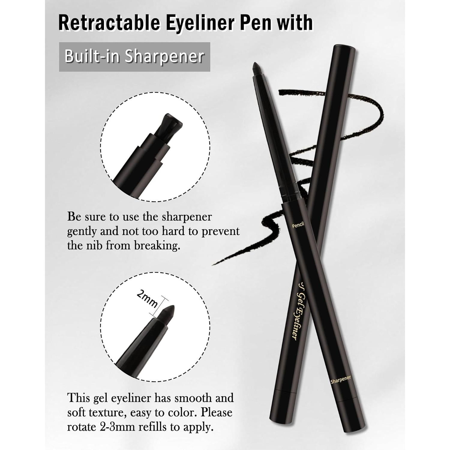 Delineador de Gel Negro Lestpola a Prueba de Agua 24H