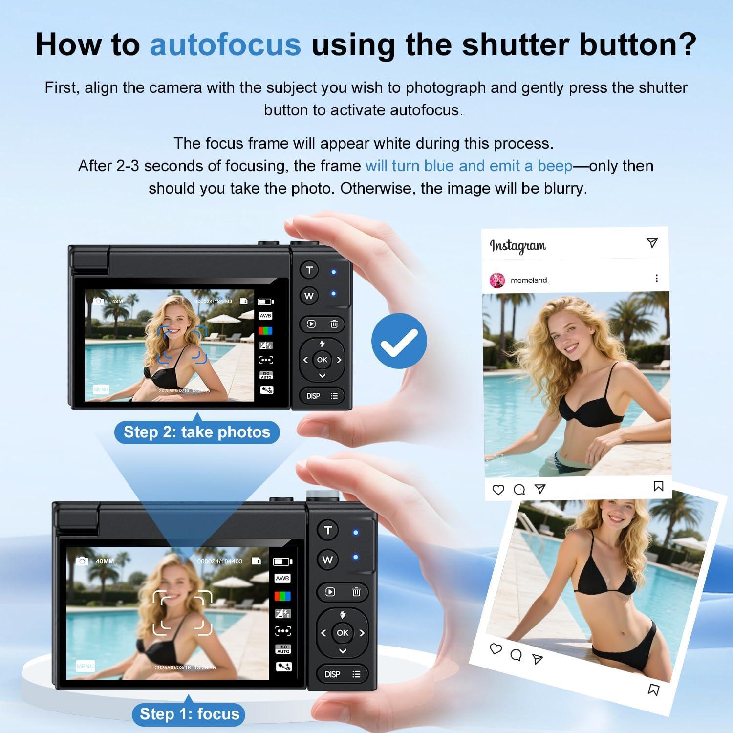 Cámara Digital 4K Malicali E6-BLACK 64MP Pantalla 3"