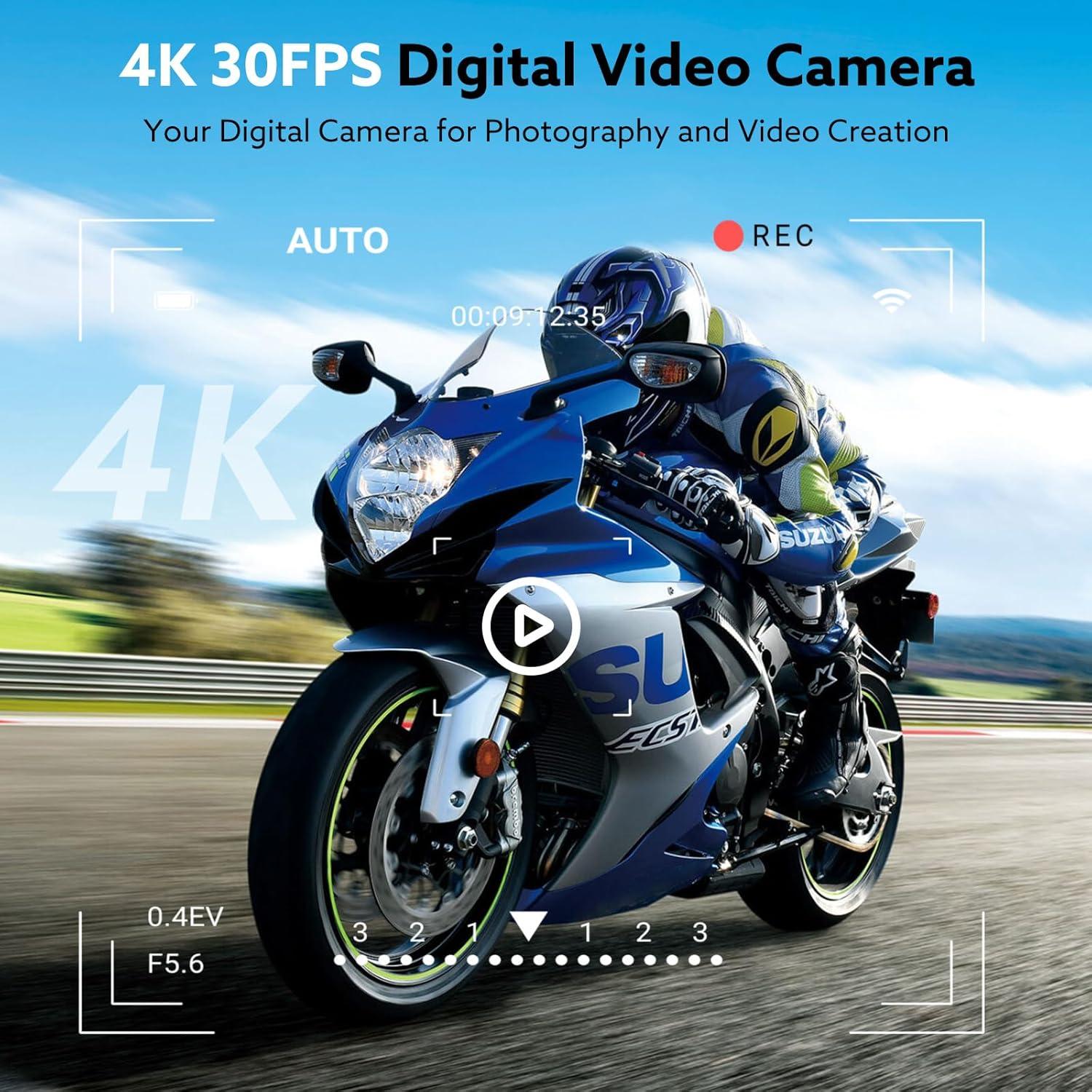 Cámara Digital 4K Malicali E6-BLACK 64MP Pantalla 3"