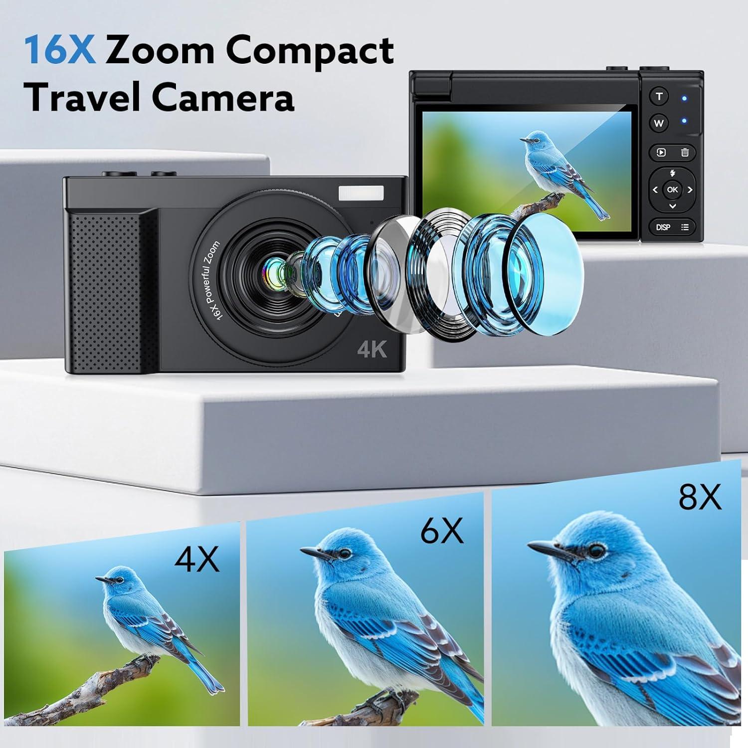 Cámara Digital 4K Malicali E6-BLACK 64MP Pantalla 3"