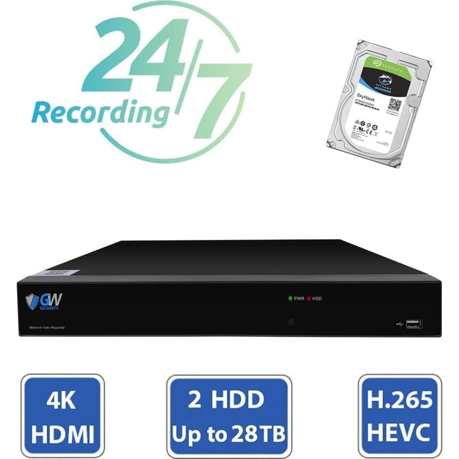 Sistema de Cámara de Seguridad GW 8 Canales 4K AI PoE con 6 Cámaras