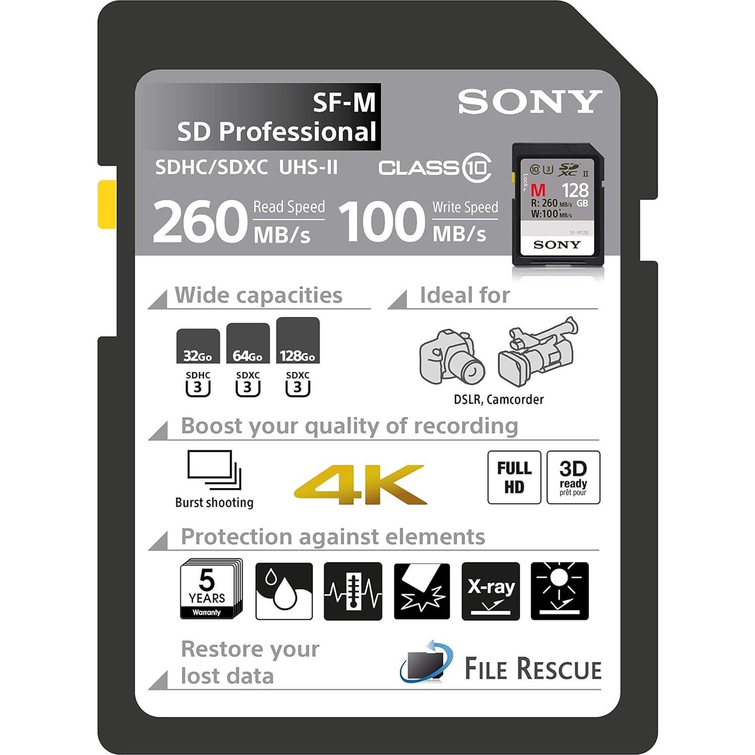 Tarjeta SDXC UHS-II Sony 64GB V60 CL10 U3 R260MB/s
