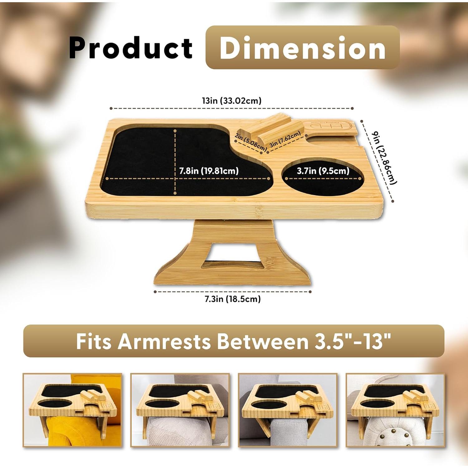 Mesa de brazo de sofá Todo de Daniel, bandeja ajustable con portavasos