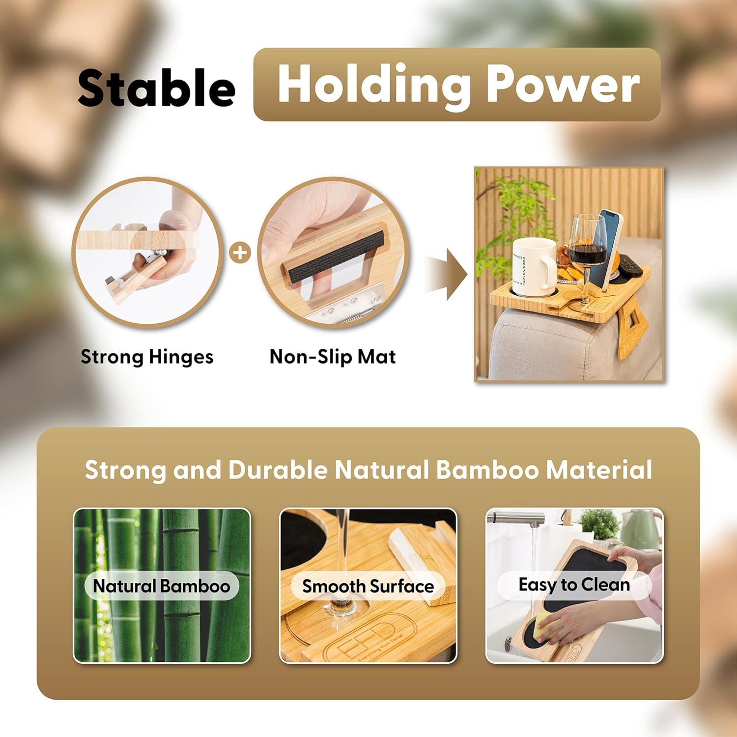 Mesa de brazo de sofá Todo de Daniel, bandeja ajustable con portavasos