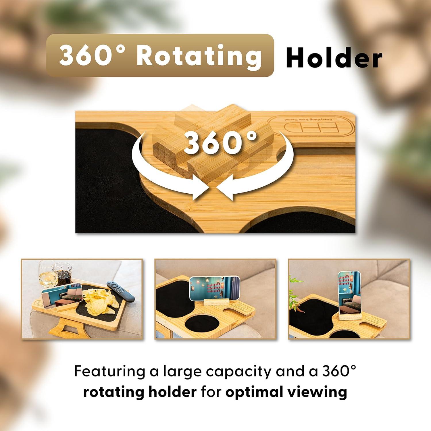 Mesa de brazo de sofá Todo de Daniel, bandeja ajustable con portavasos