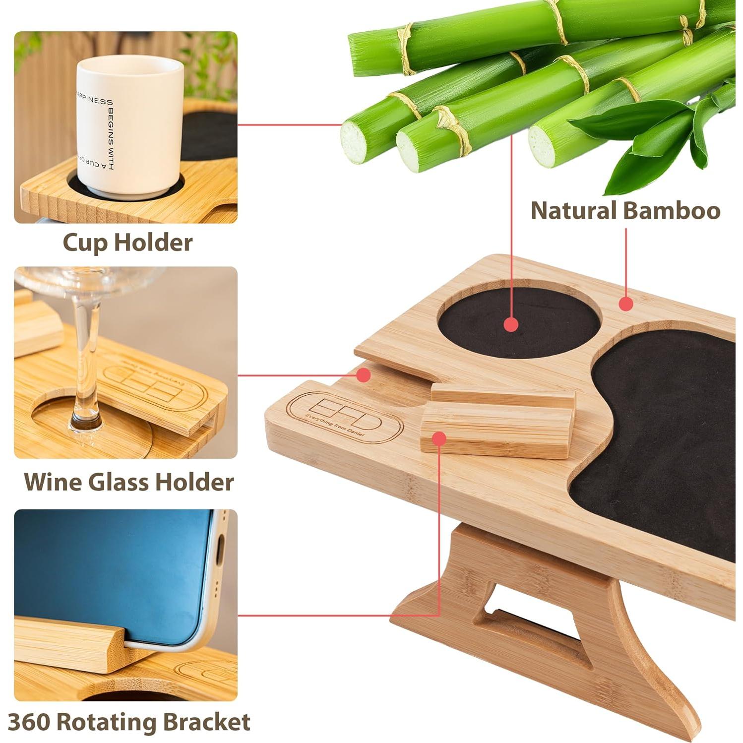 Mesa de brazo de sofá Todo de Daniel, bandeja ajustable con portavasos