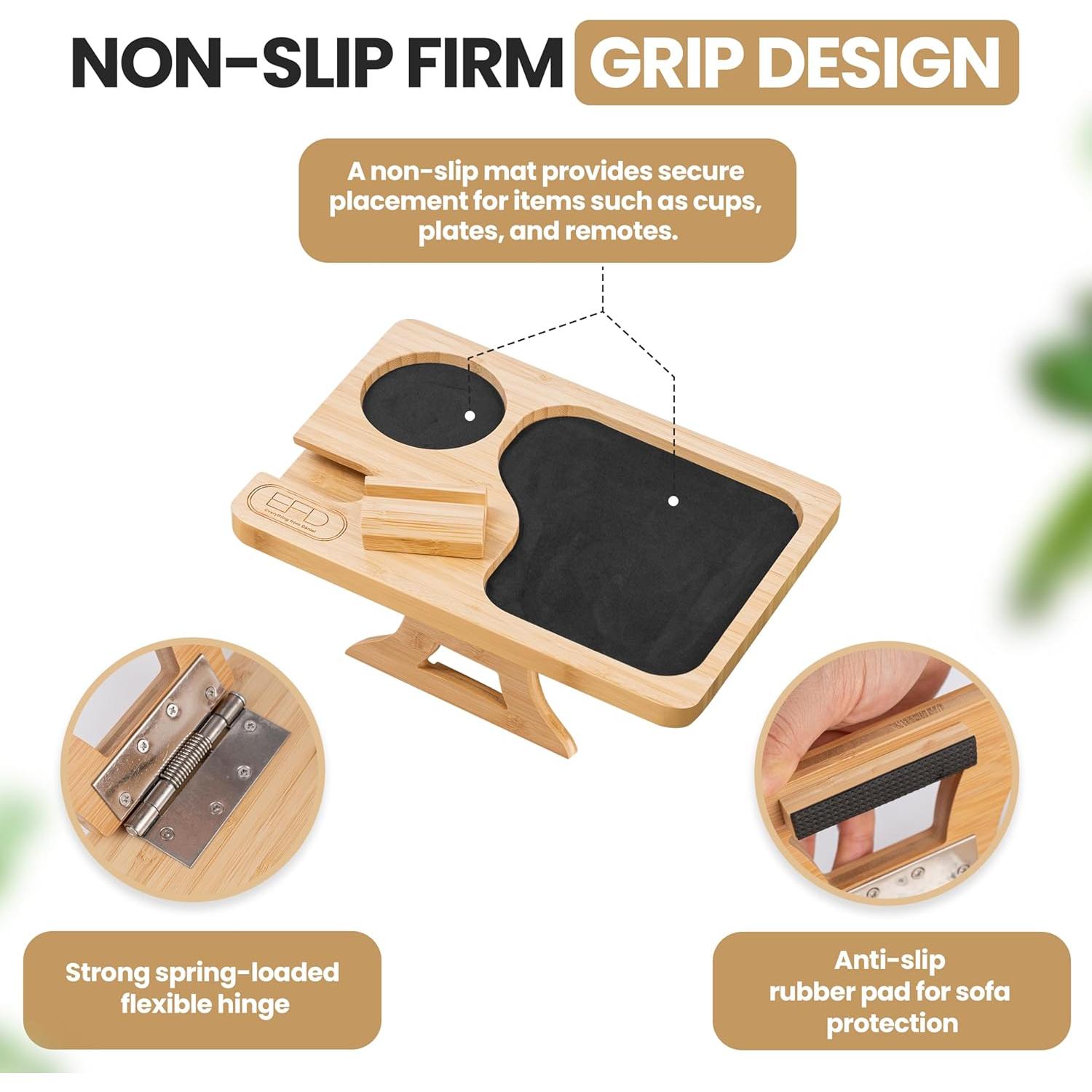 Mesa de brazo de sofá Todo de Daniel, bandeja ajustable con portavasos