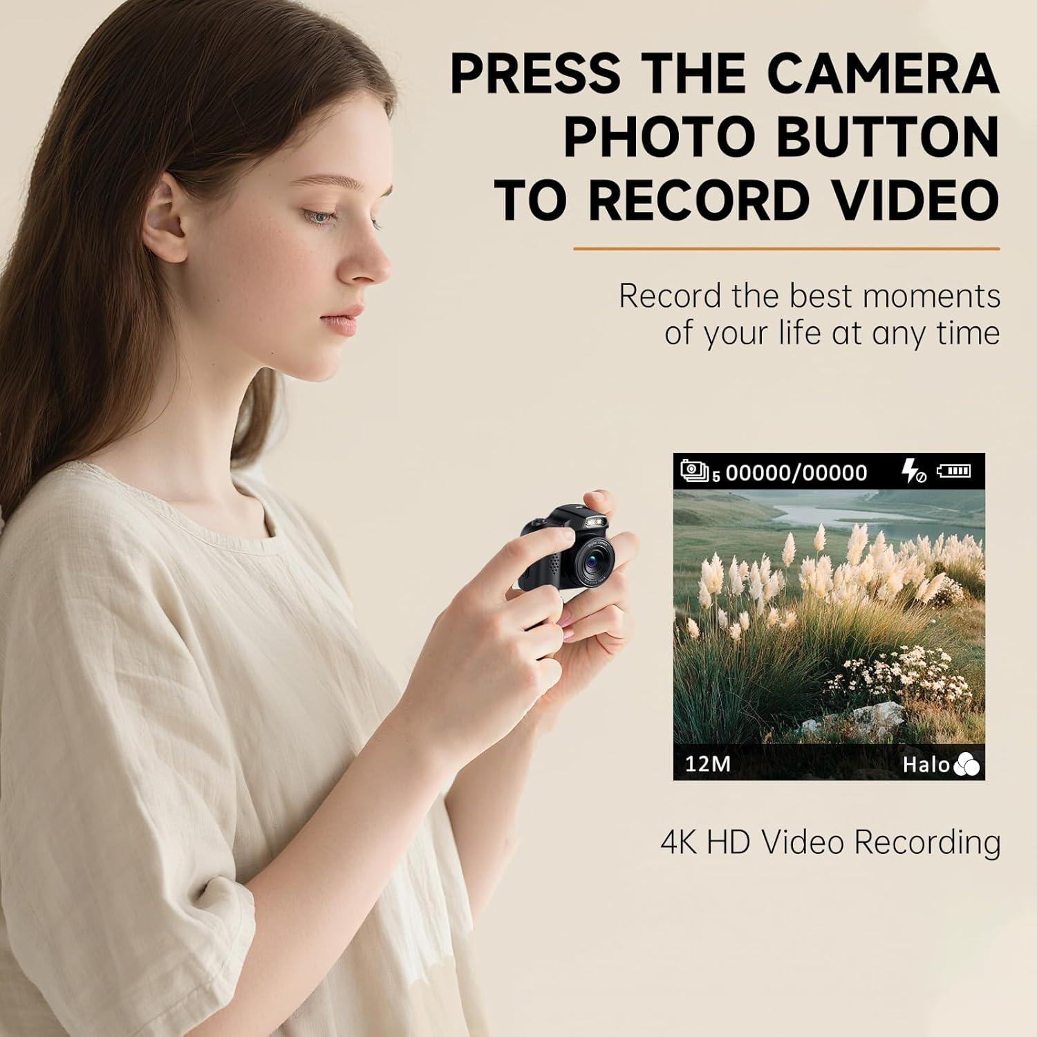 Cámara Mini Digital 4K VETEK HJD-02 Negra con Tarjeta SD