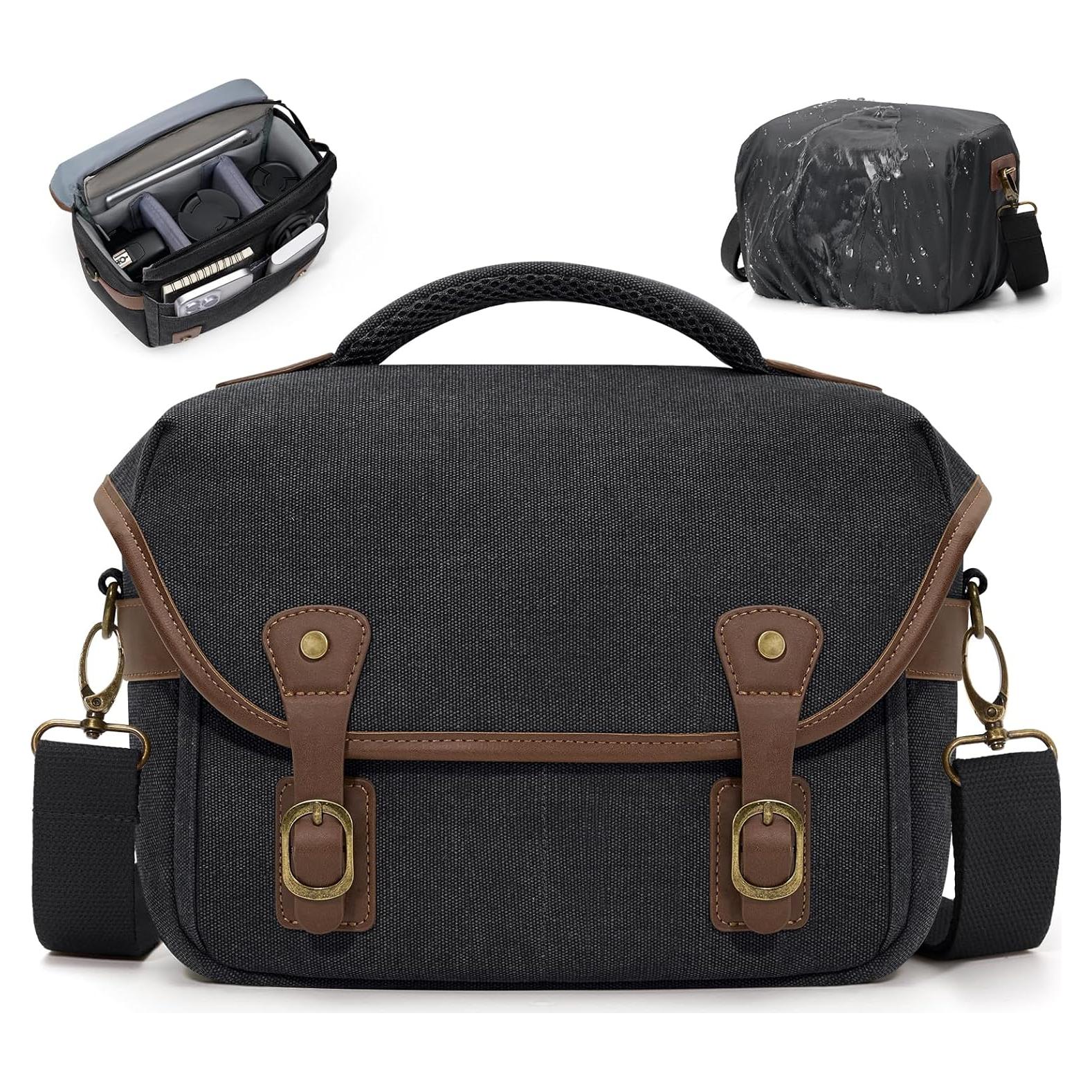 Bolsa de cámara RAINSMORE negra para DSLR/SRL con cubierta de lluvia