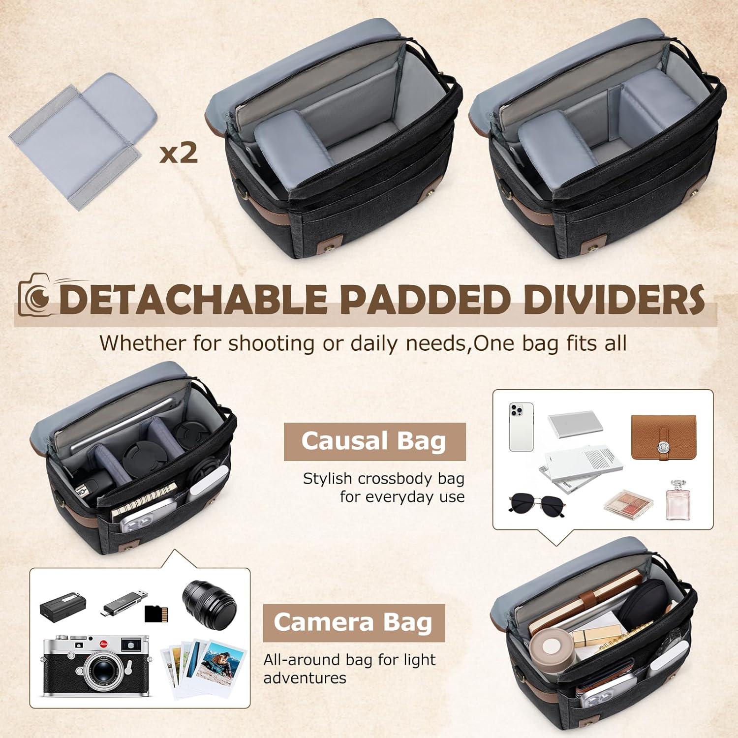 Bolsa de cámara RAINSMORE negra para DSLR/SRL con cubierta de lluvia