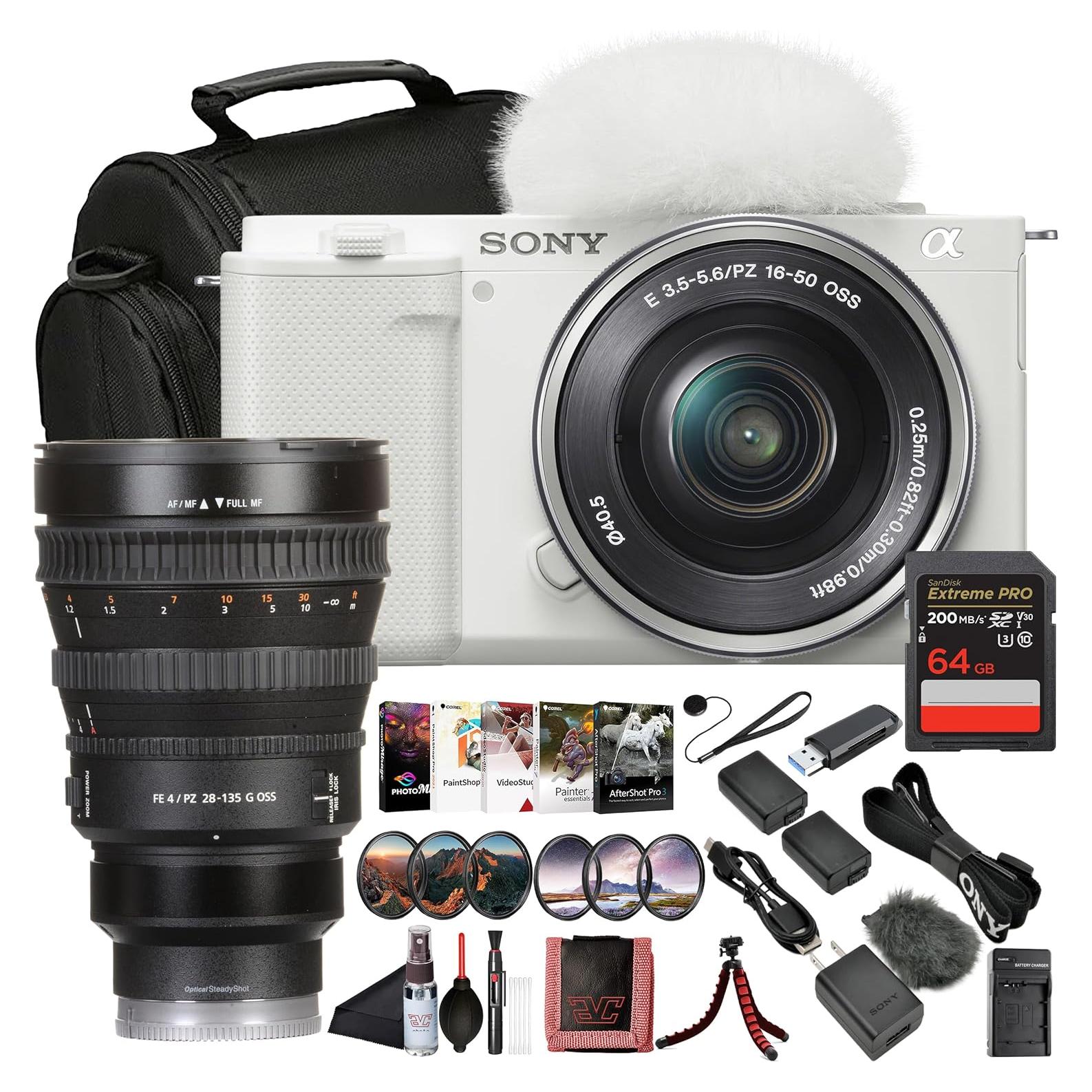 Cámara sin Espejo Sony ZV-E10 Blanco con Lente 16-50mm y Accesorios
