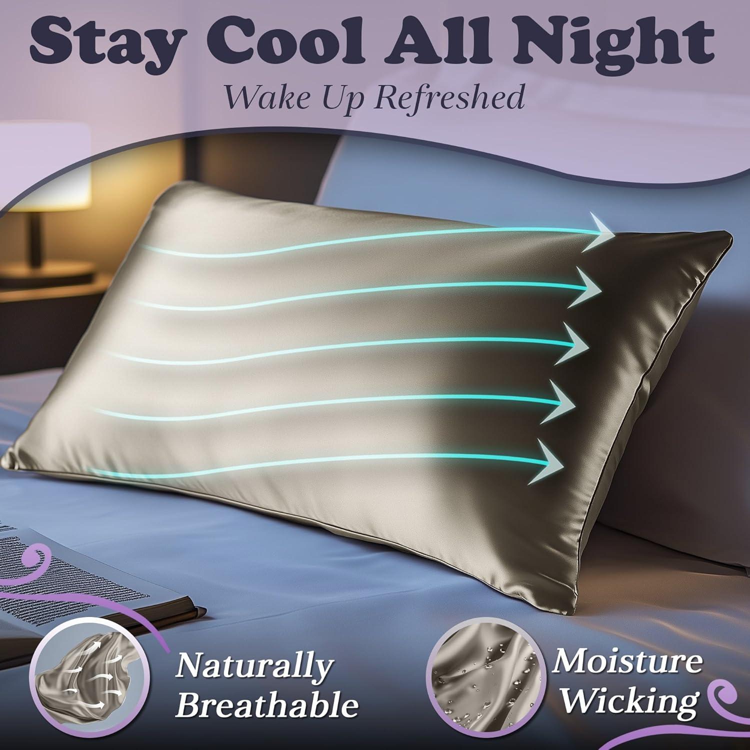 Funda de Almohada de Seda 100% Pura DECOLURE Estándar 30 Momme