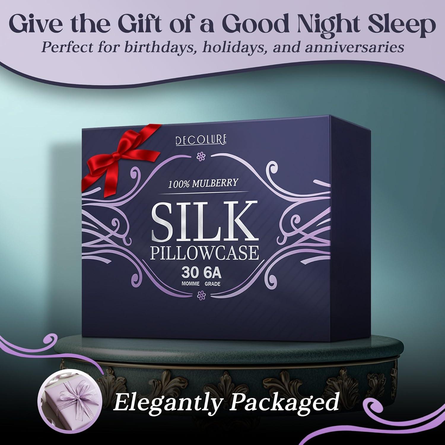 Funda de Almohada de Seda 100% Pura DECOLURE Estándar 30 Momme