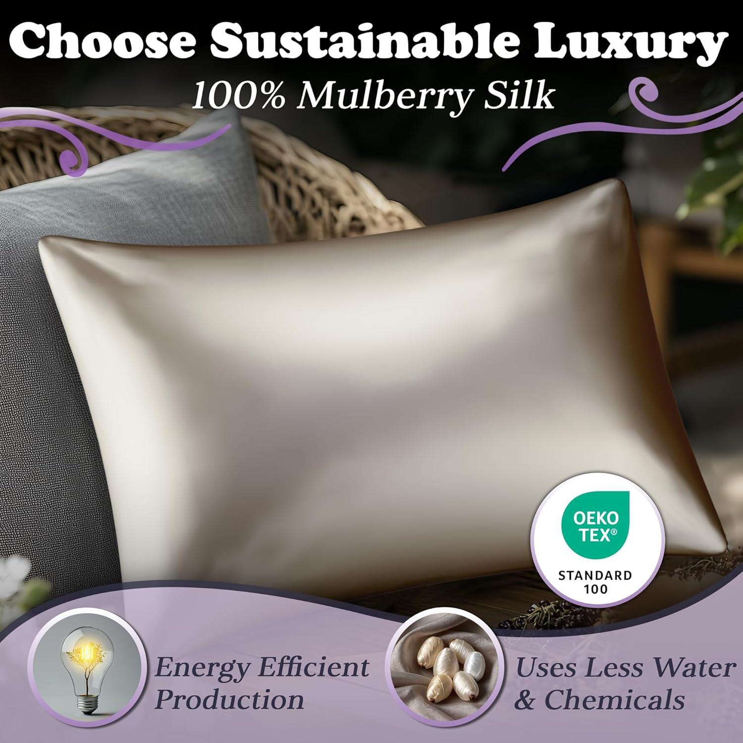 Funda de Almohada de Seda 100% Pura DECOLURE Estándar 30 Momme