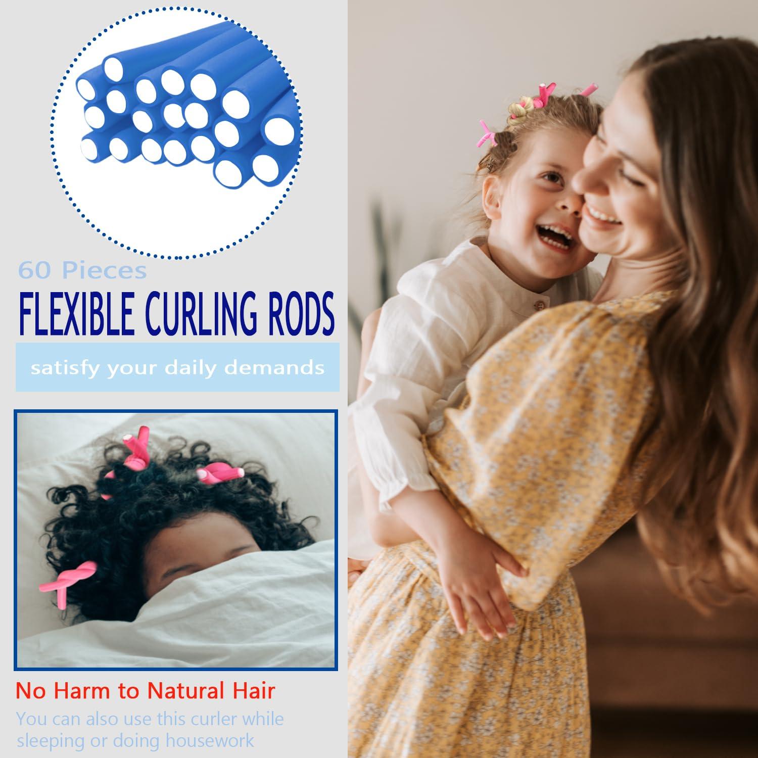 60 Varillas Flexibles Rizar Cabello BIEAEIA 24 cm Azul Sin Calor