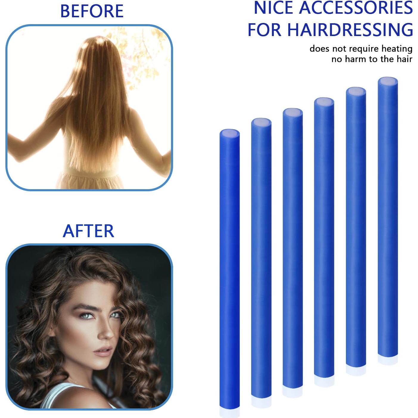 60 Varillas Flexibles Rizar Cabello BIEAEIA 24 cm Azul Sin Calor