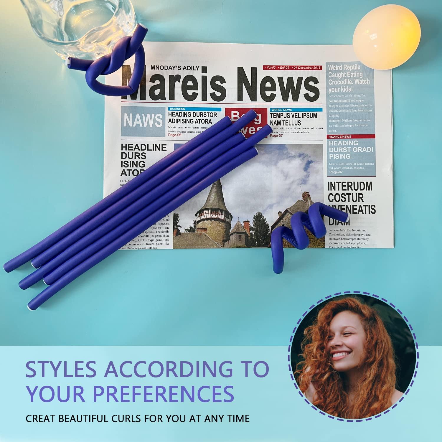 60 Varillas Flexibles Rizar Cabello BIEAEIA 24 cm Azul Sin Calor