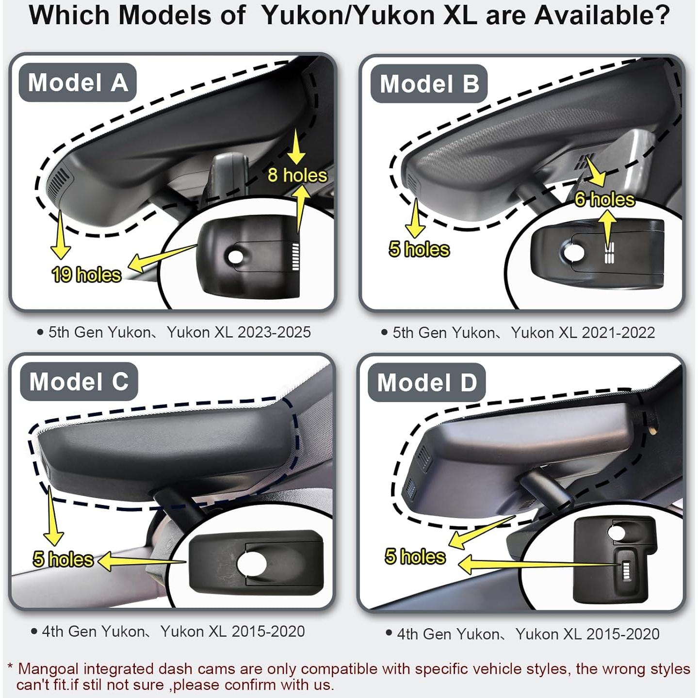 Cámara Dash 4K Mangoal Modelo B para GMC Yukon 2021-2022