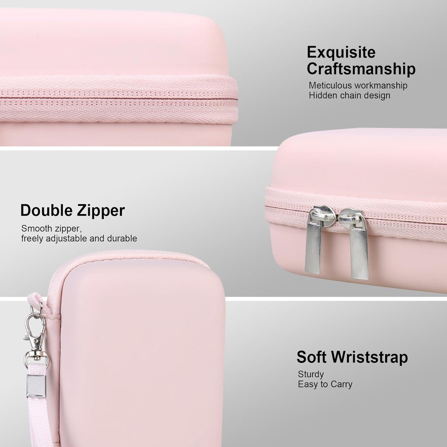 RAIALL Carrying Case for Canon PowerShot ELPH 360/300/190/180/160 HS/Sony Cybershot DSC-W830 W55 Digital Camera, Vlogging Camera Hard Travel Bag, Mesh Pocket for Battery, SD Cards and USB Cable, Pink