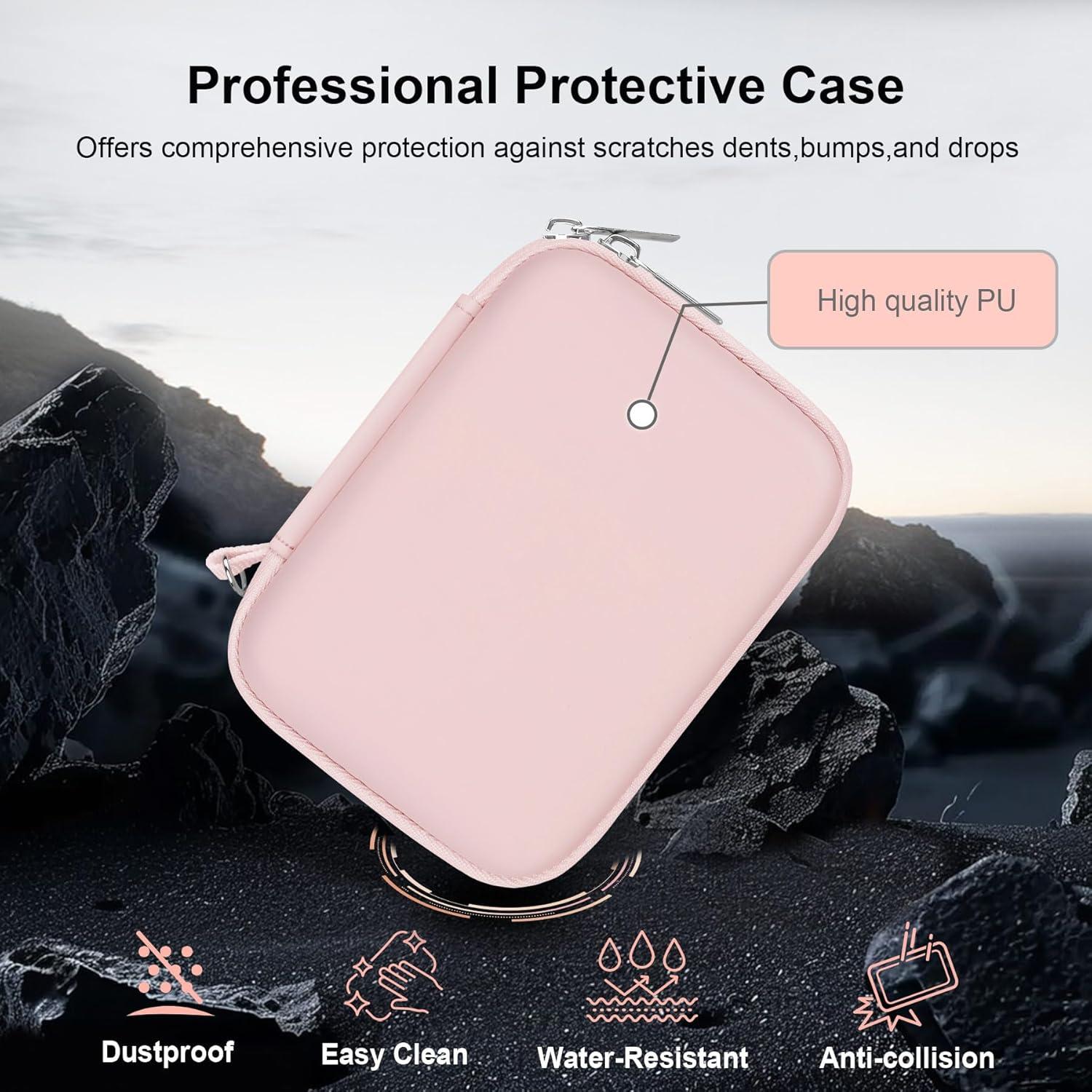 RAIALL Carrying Case for Canon PowerShot ELPH 360/300/190/180/160 HS/Sony Cybershot DSC-W830 W55 Digital Camera, Vlogging Camera Hard Travel Bag, Mesh Pocket for Battery, SD Cards and USB Cable, Pink