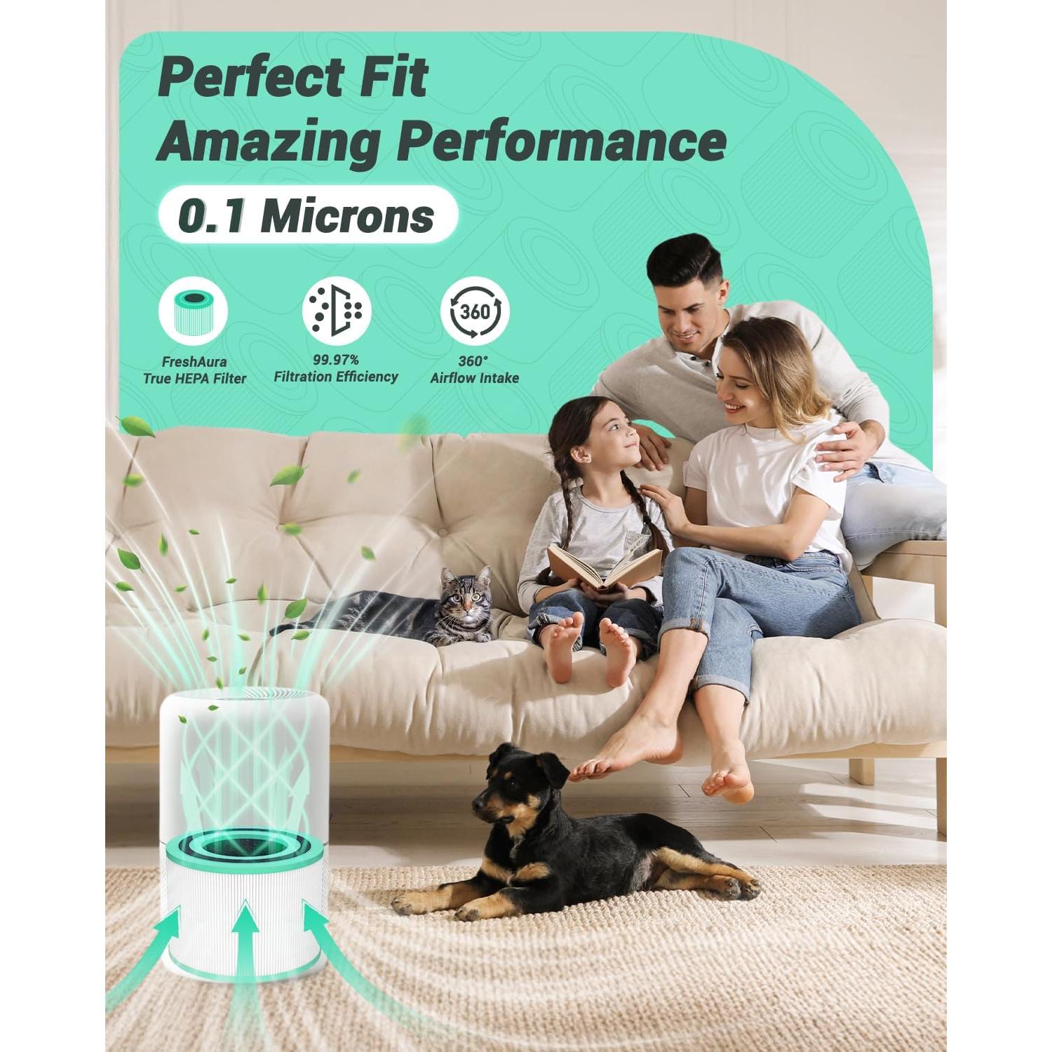 Filtro de Reemplazo Freshaura para Purificador Levoit Core 300 - 2 Paquetes