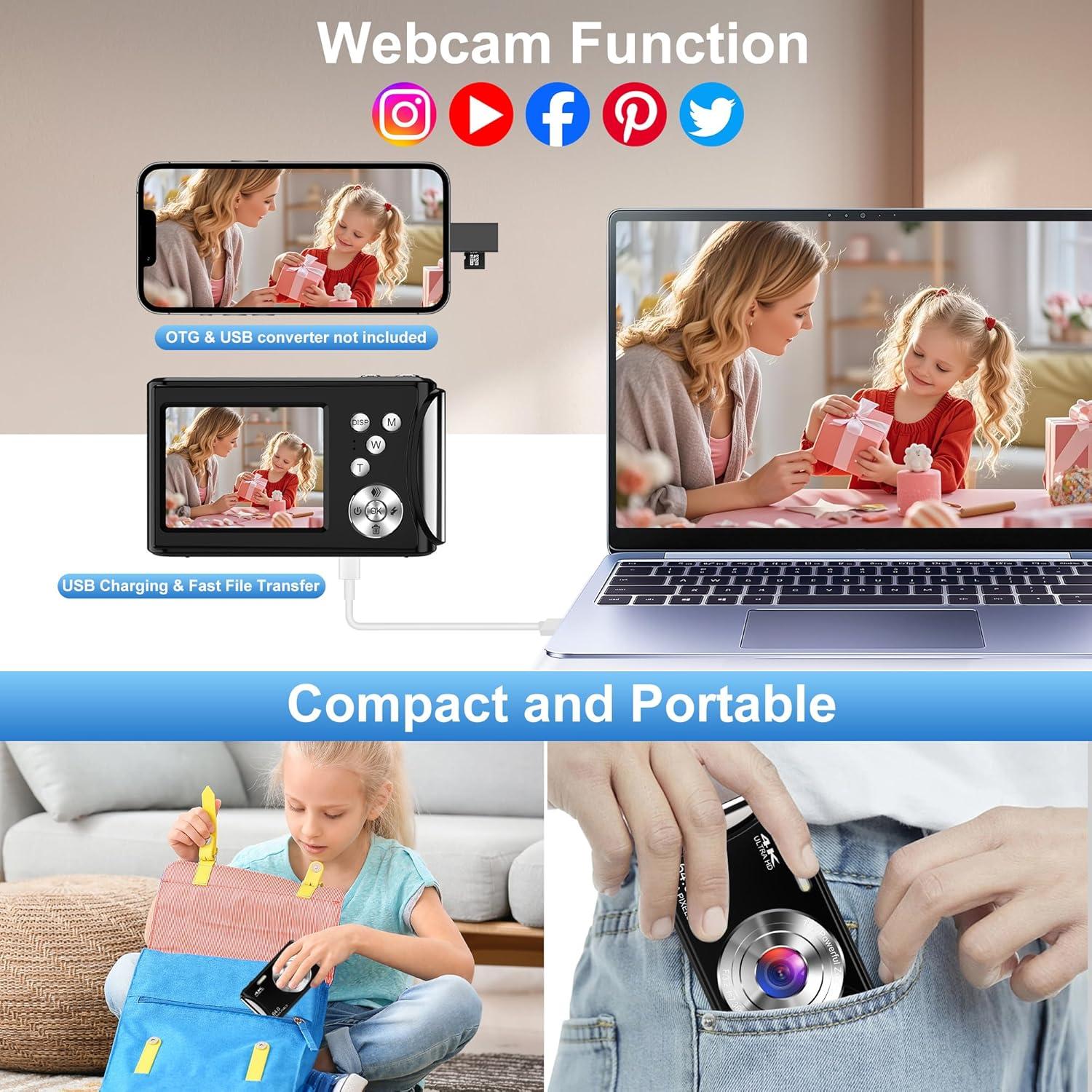 Cámara Digital Swerock JF DC10 4K 64MP Compacta con Zoom 18X