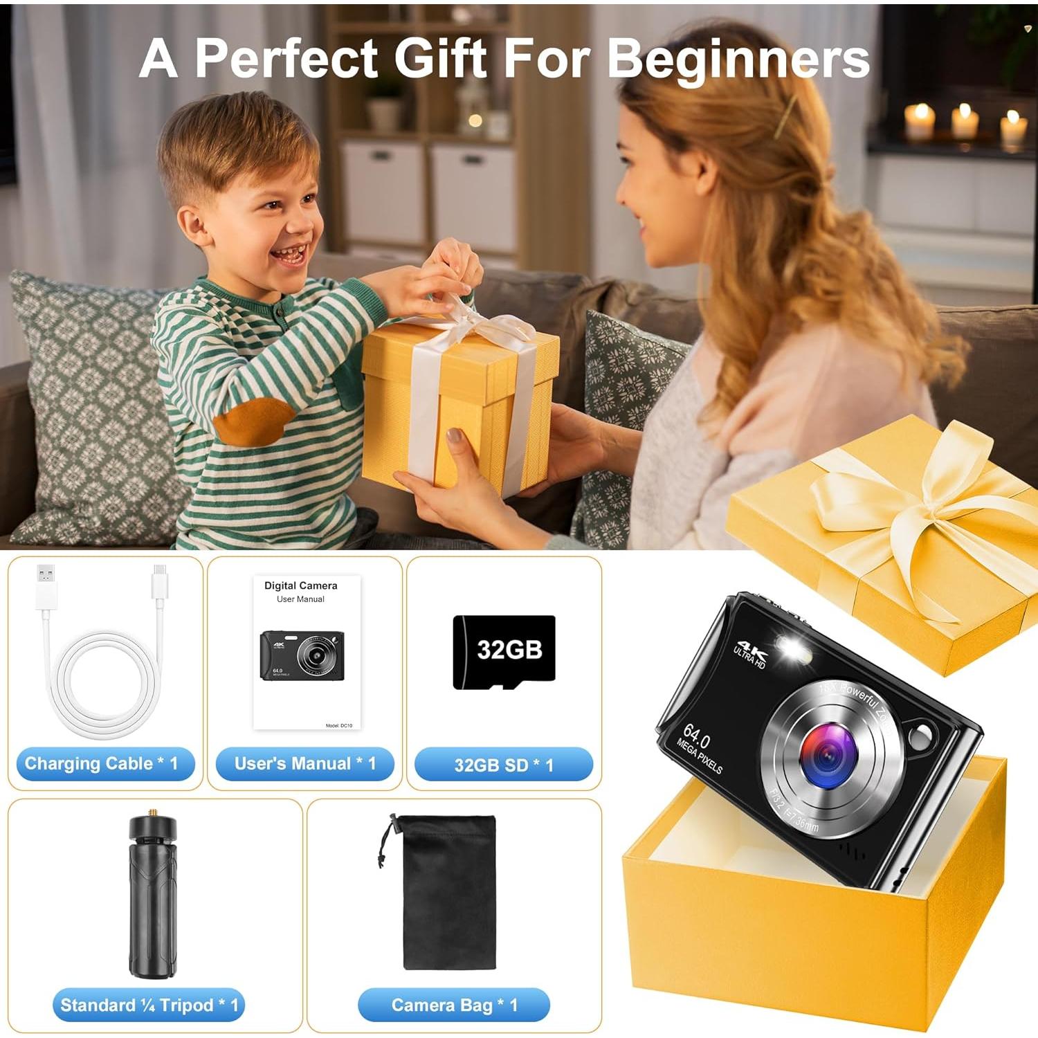 Cámara Digital Swerock JF DC10 4K 64MP Compacta con Zoom 18X