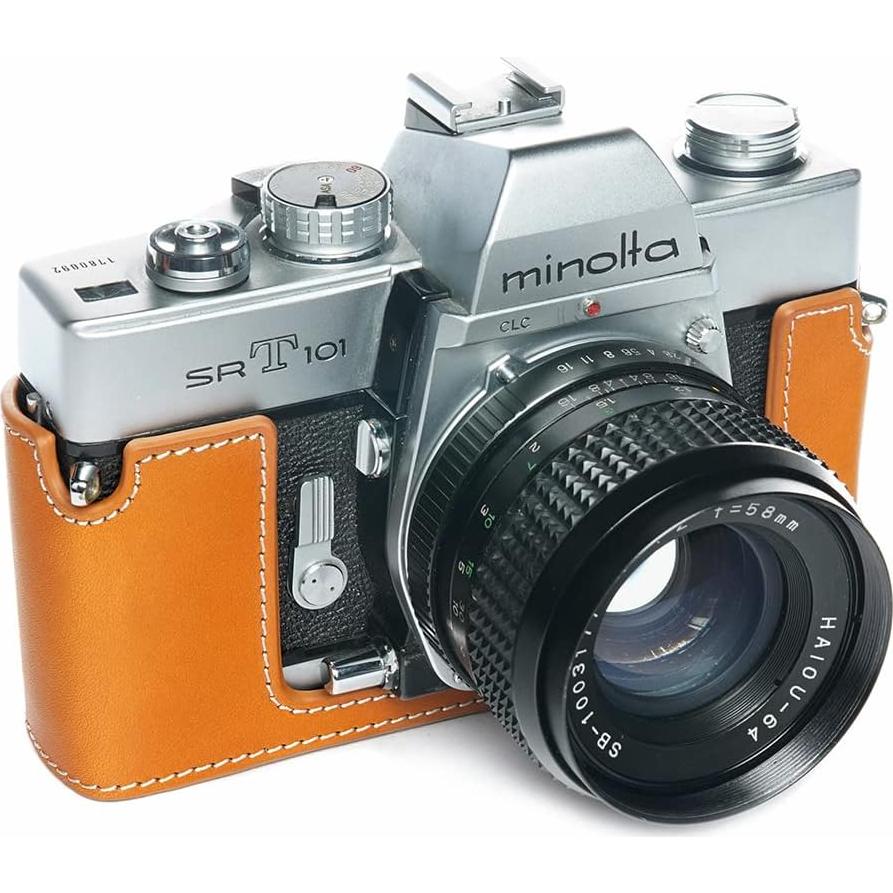 Funda de cámara BolinUS SRT-101 de cuero genuino amarilla