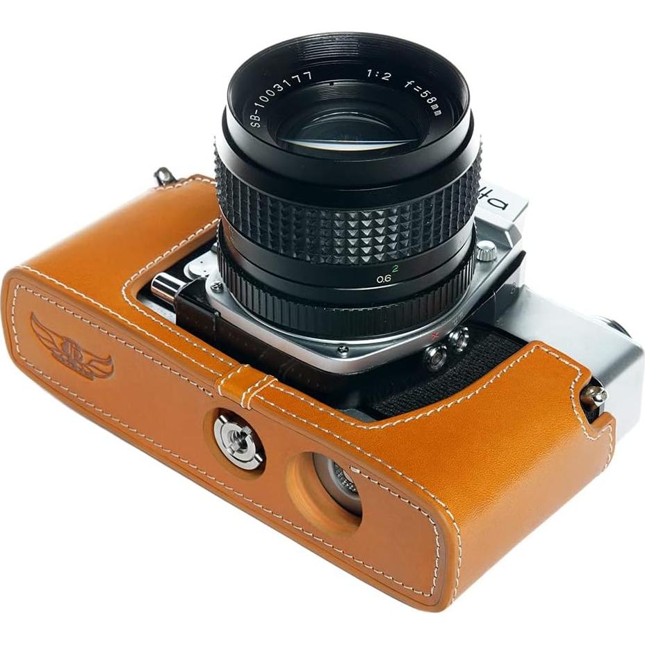 Funda de cámara BolinUS SRT-101 de cuero genuino amarilla