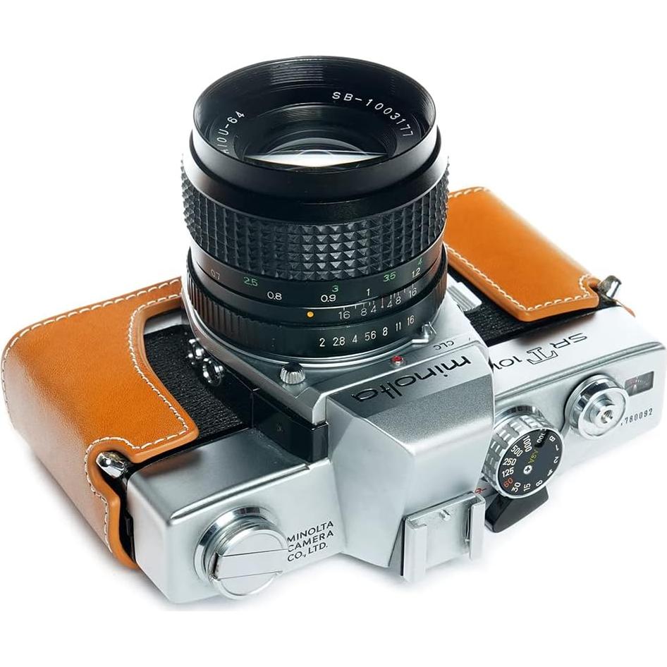 Funda de cámara BolinUS SRT-101 de cuero genuino amarilla