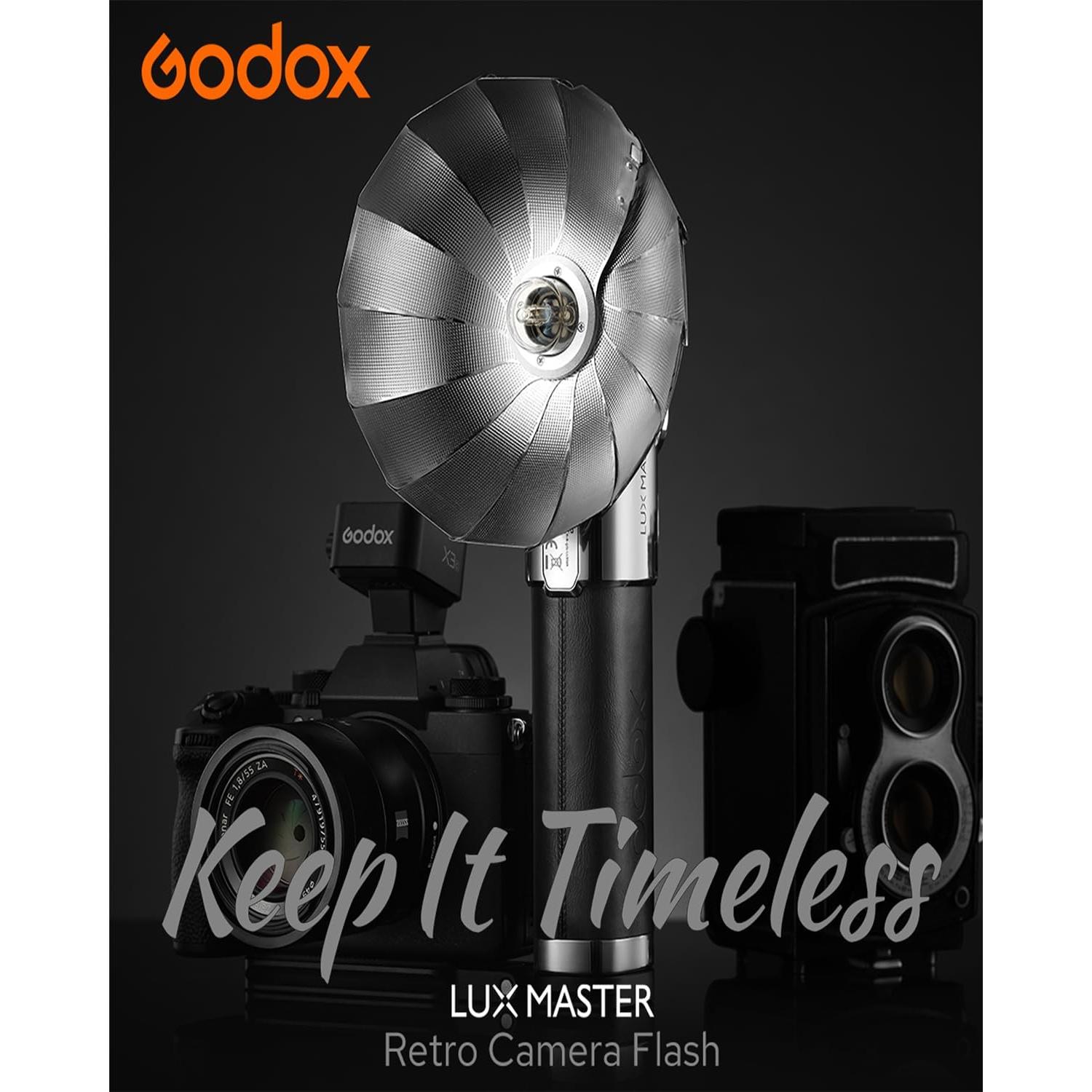 GODOX Flash Lux Master Vintage Flashlight - Touchscreen Smart Control, X3 Wireless Sync, TTL Compatible - Ideal for Portrait, Event Photography, and Creative Shoots