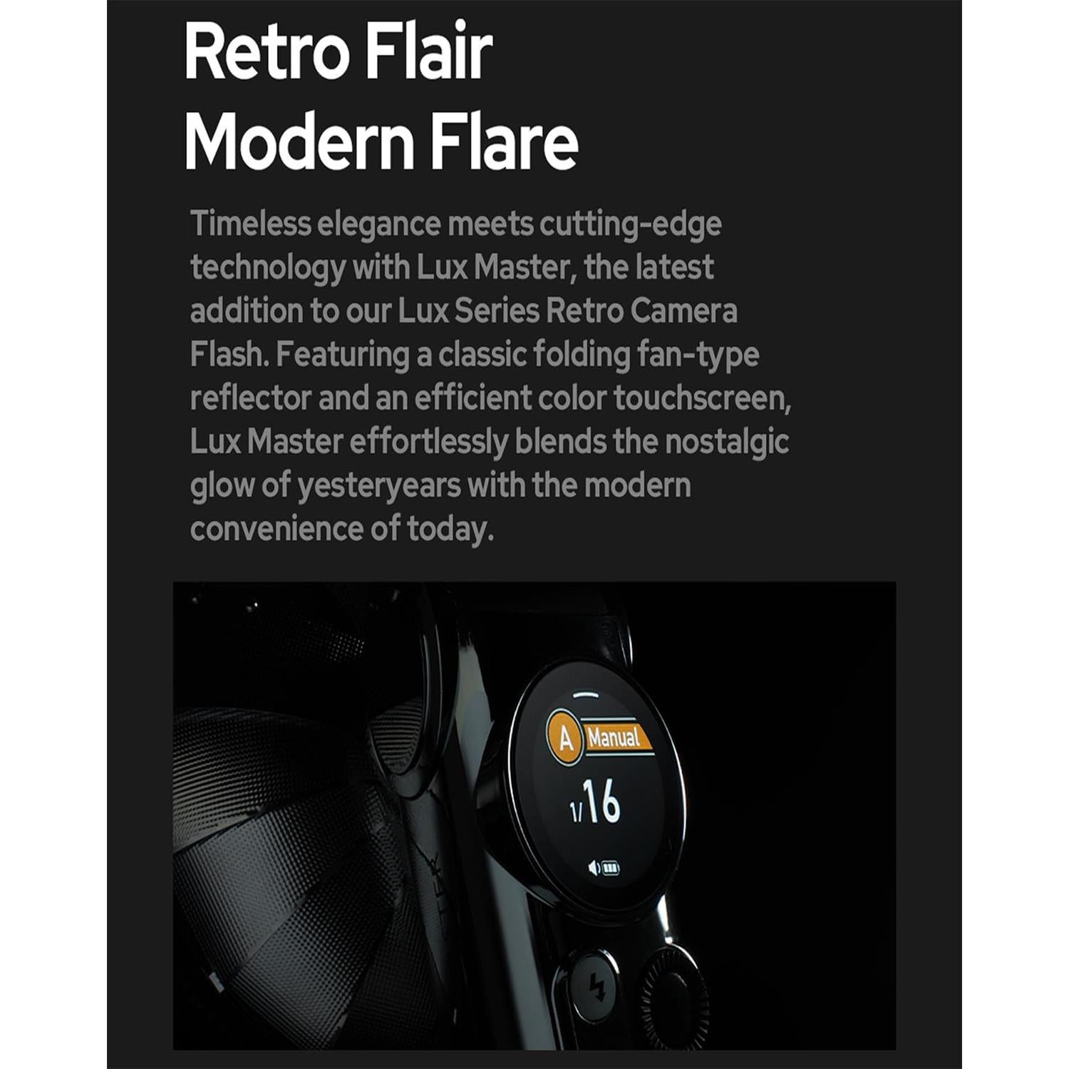 GODOX Flash Lux Master Vintage Flashlight - Touchscreen Smart Control, X3 Wireless Sync, TTL Compatible - Ideal for Portrait, Event Photography, and Creative Shoots