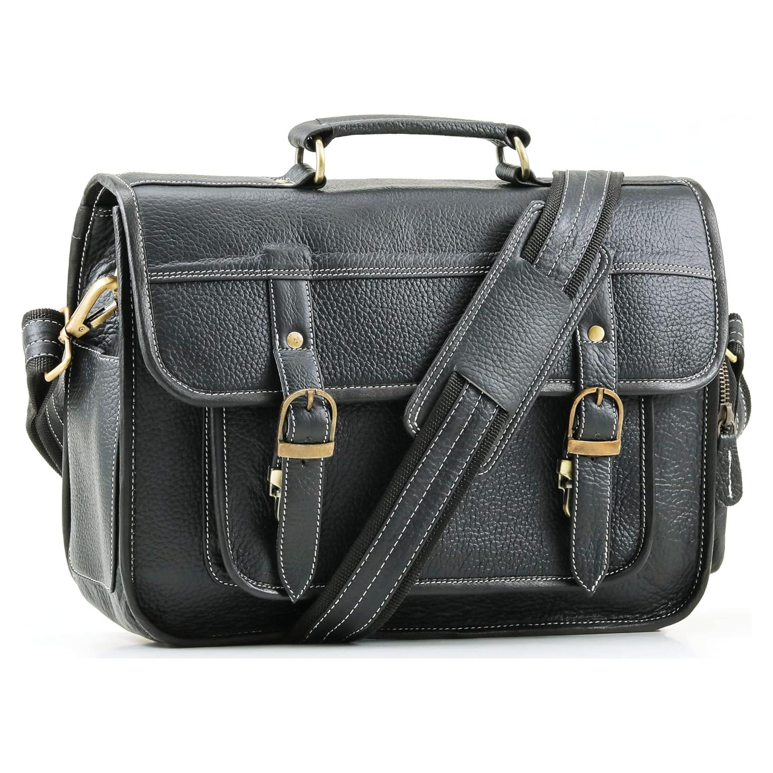 Bolsa de cámara de cuero de búfalo Handmade World 33x12.7cm