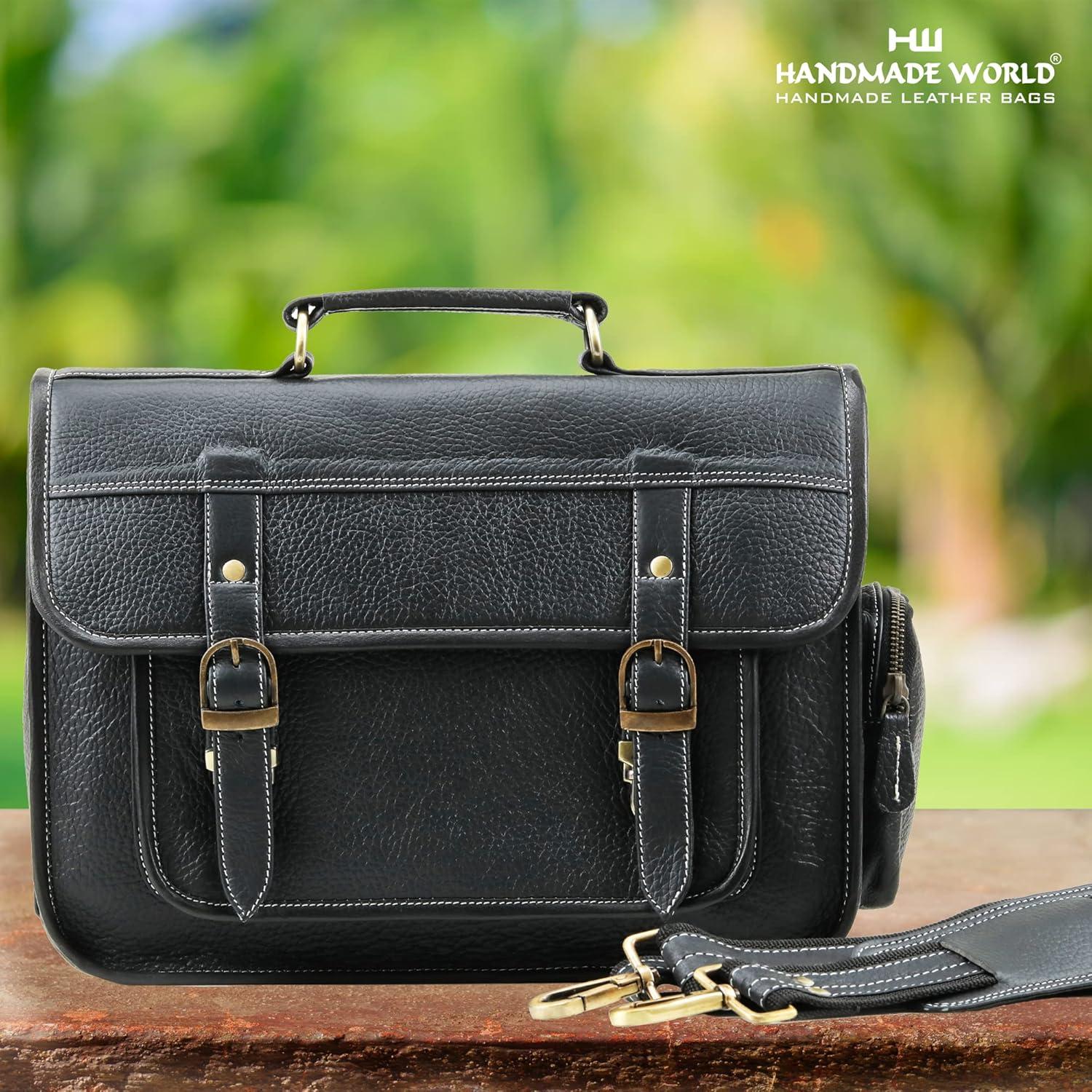 Bolsa de cámara de cuero de búfalo Handmade World 33x12.7cm