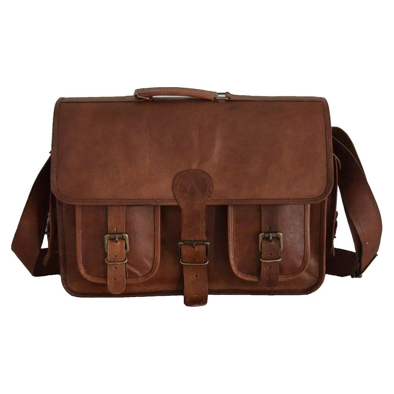 Bolsa de cámara DSLR de cuero vintage M/S Yashwant 38x28x13 cm