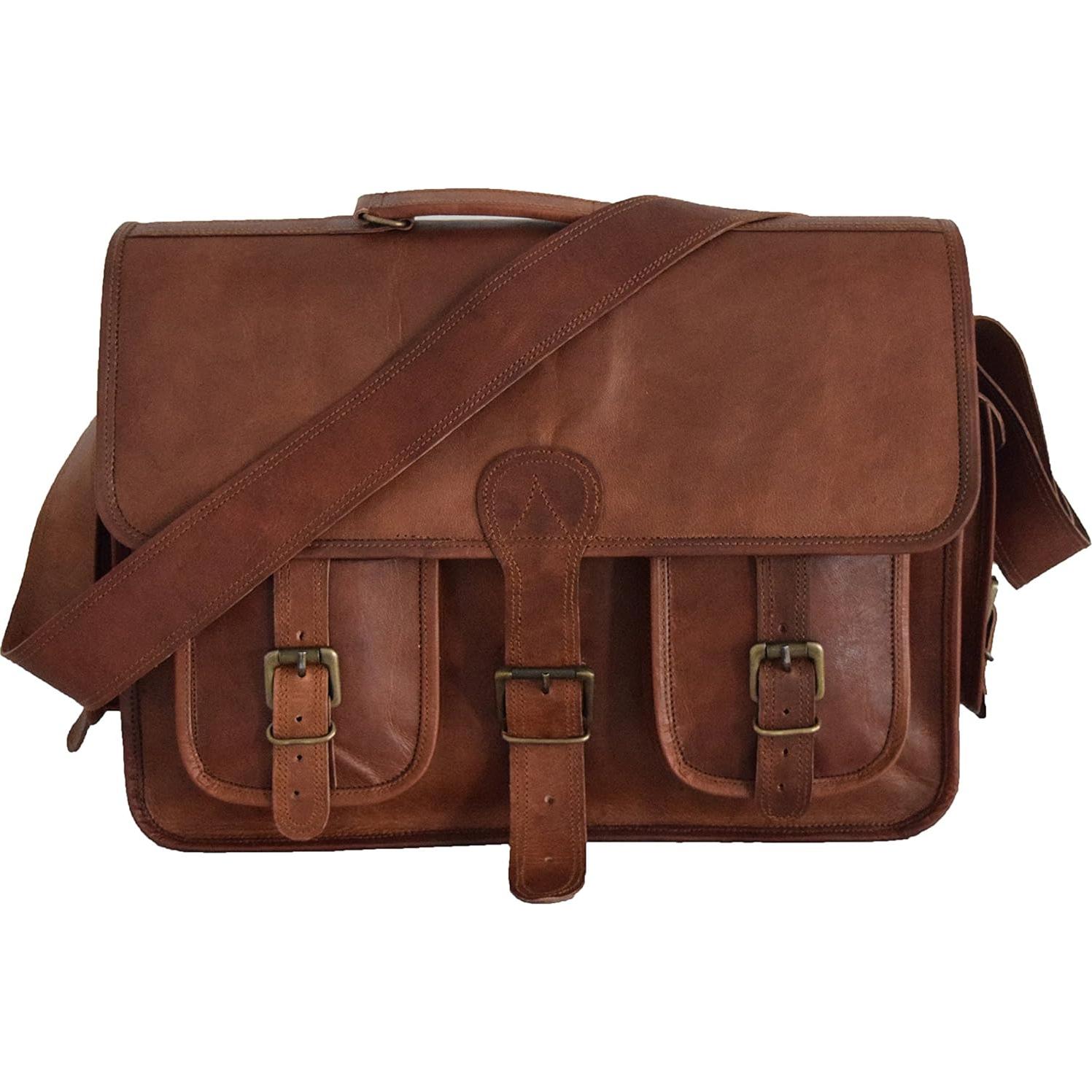 Bolsa de cámara DSLR de cuero vintage M/S Yashwant 38x28x13 cm