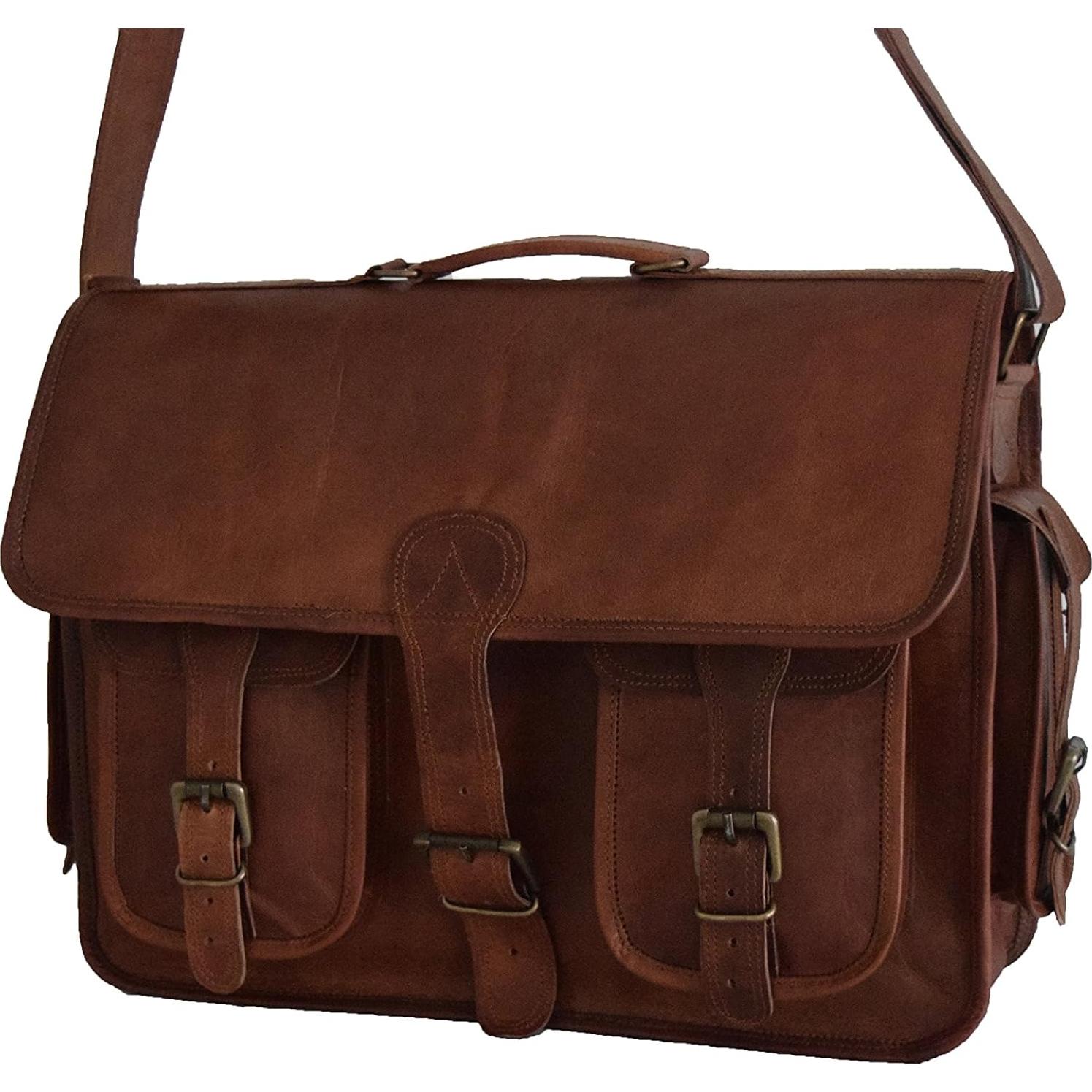 Bolsa de cámara DSLR de cuero vintage M/S Yashwant 38x28x13 cm