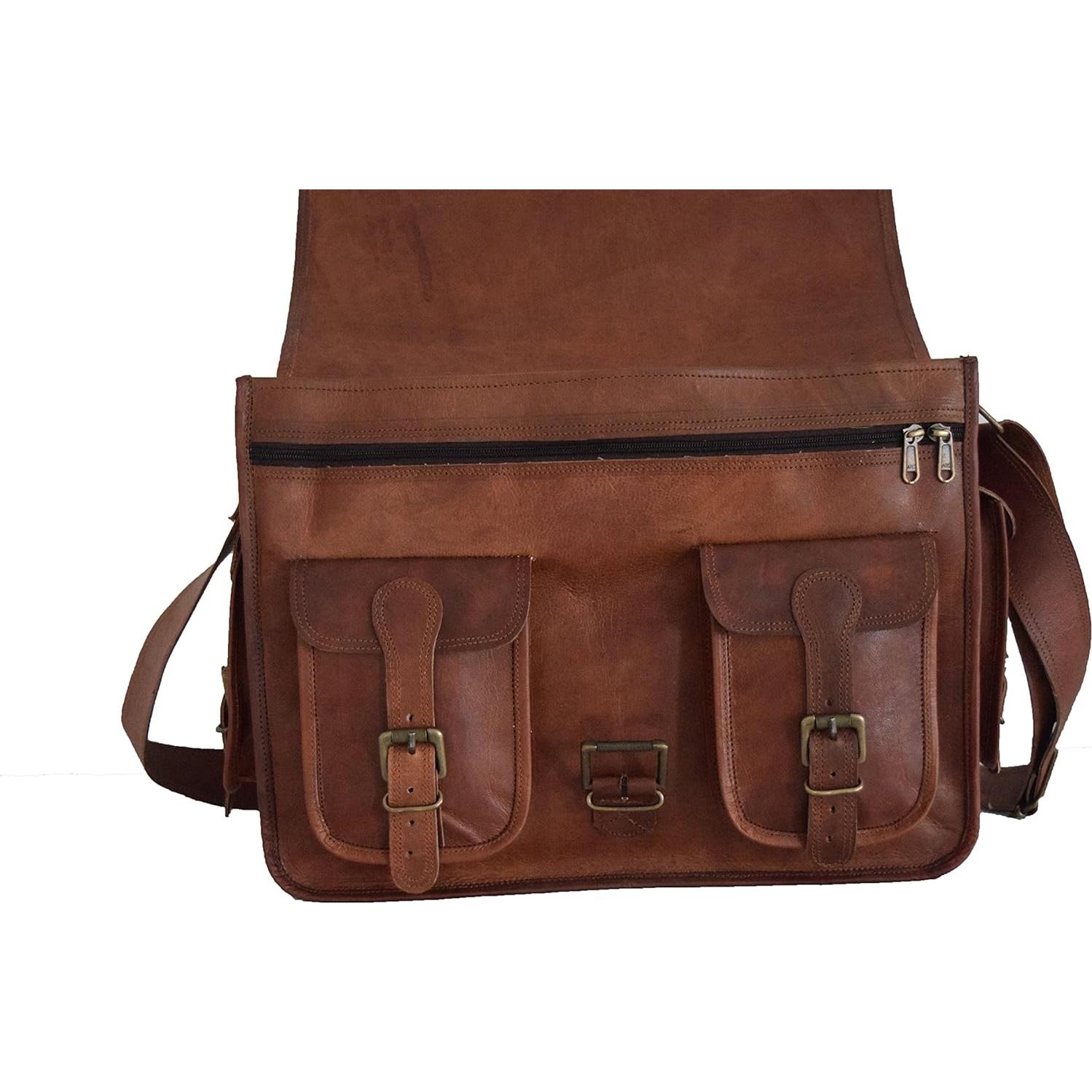 Bolsa de cámara DSLR de cuero vintage M/S Yashwant 38x28x13 cm